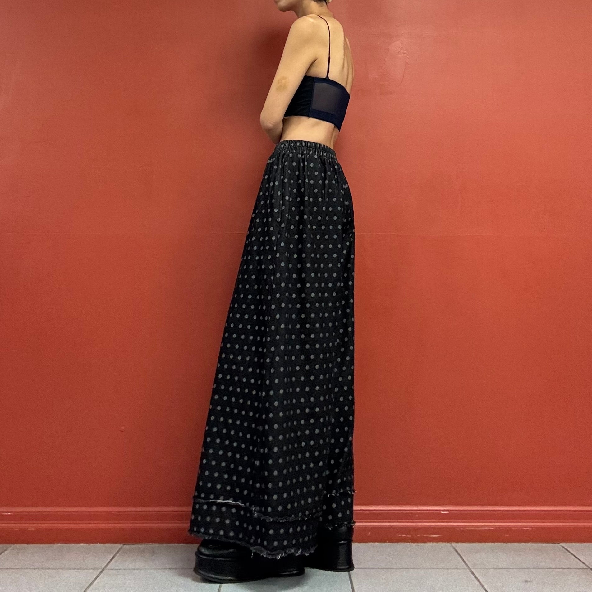 Polka-Dot Black Denim Pants