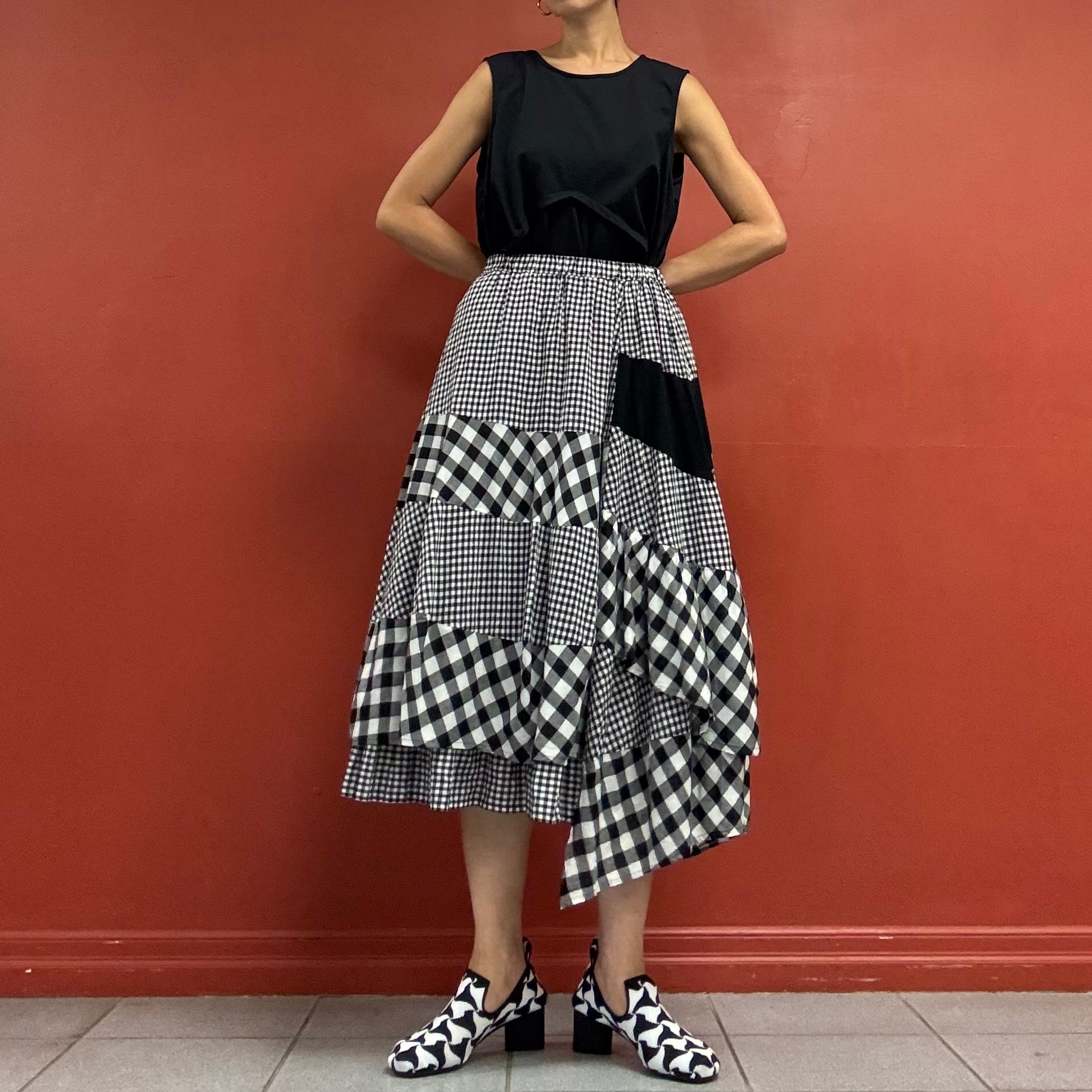 Random check skirt