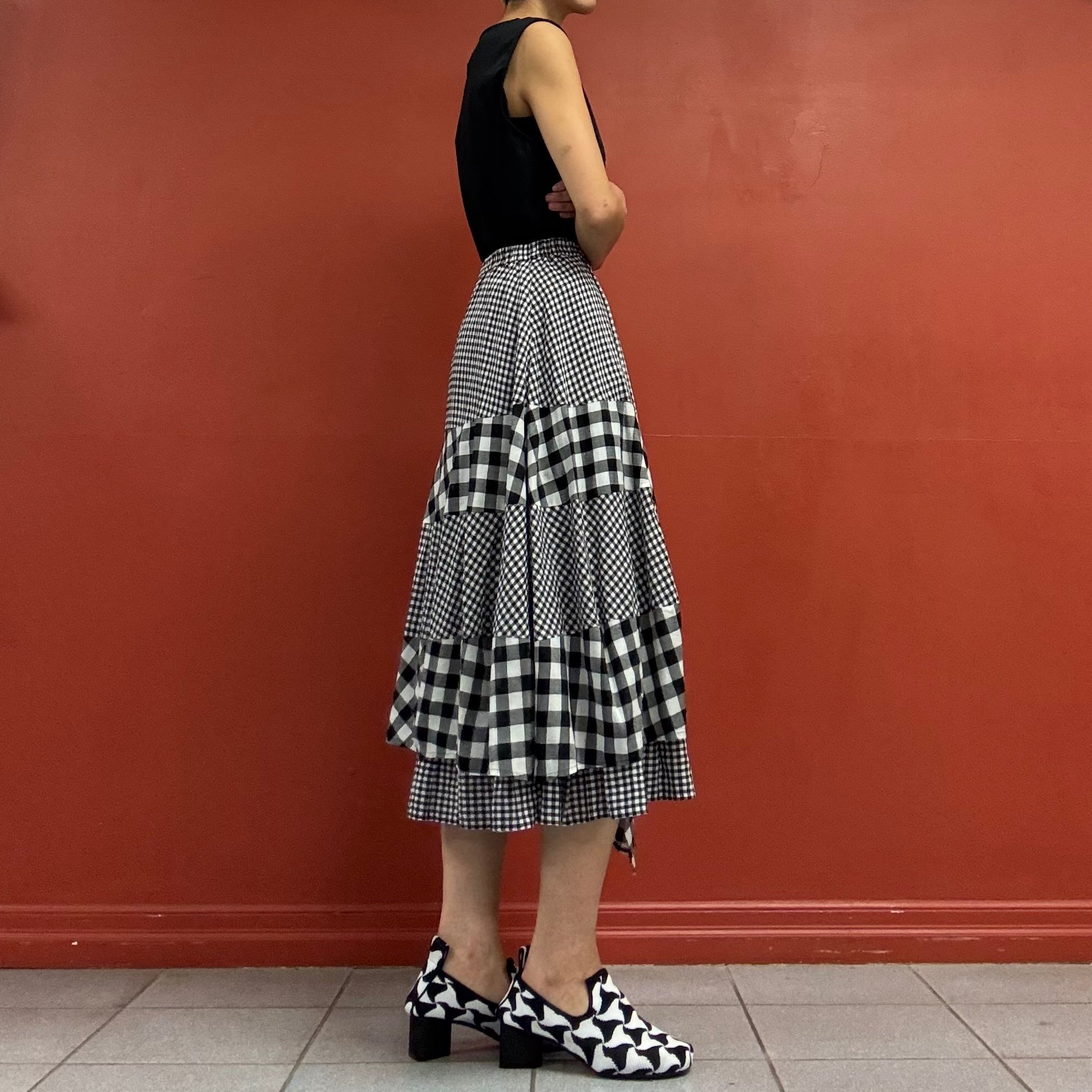 Random check skirt