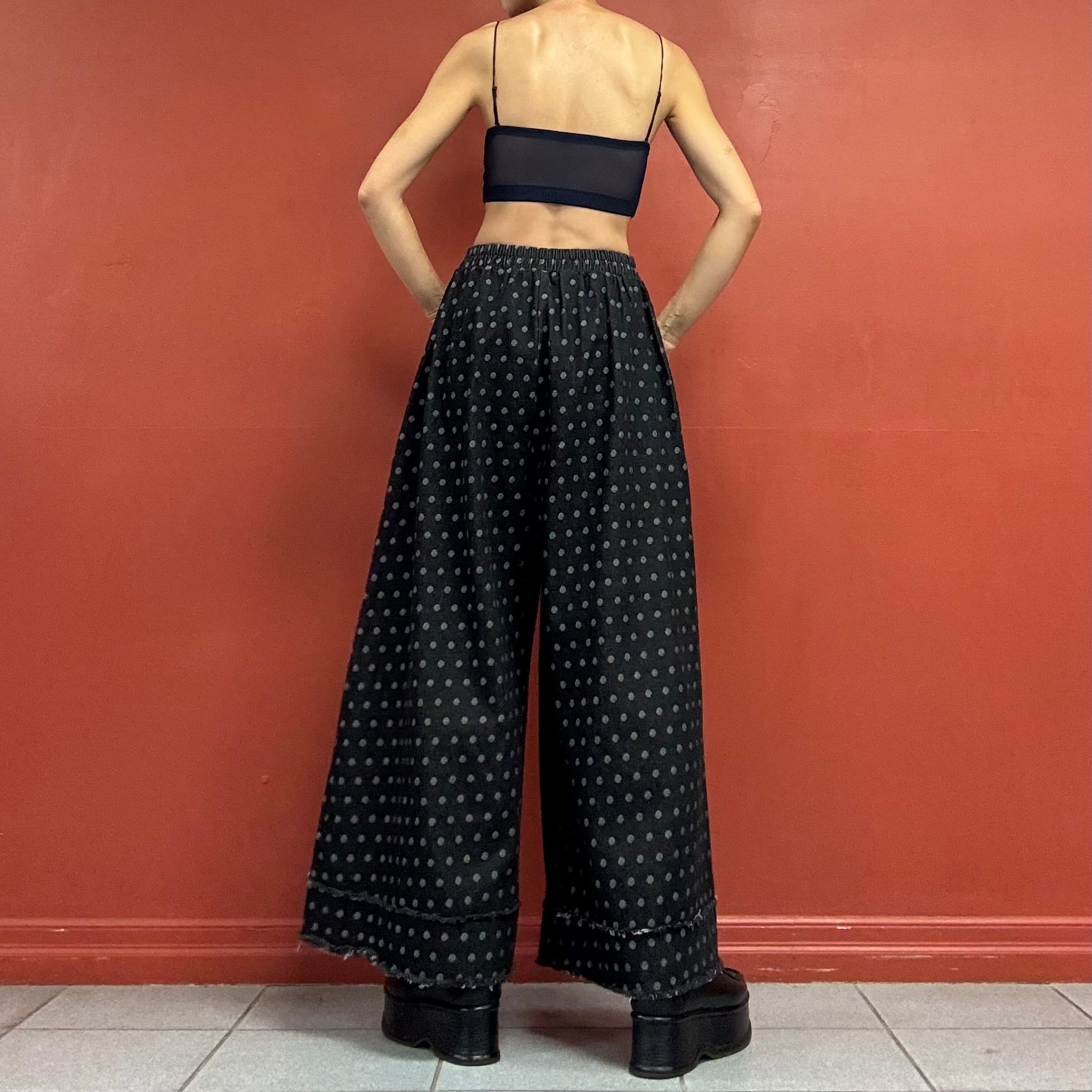 Polka-Dot Black Denim Pants