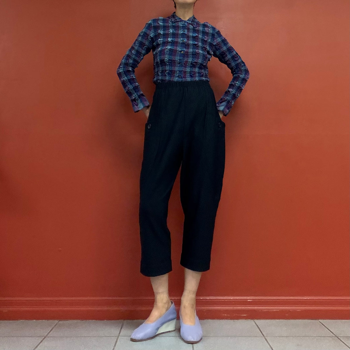 Cropped barrel leg pants