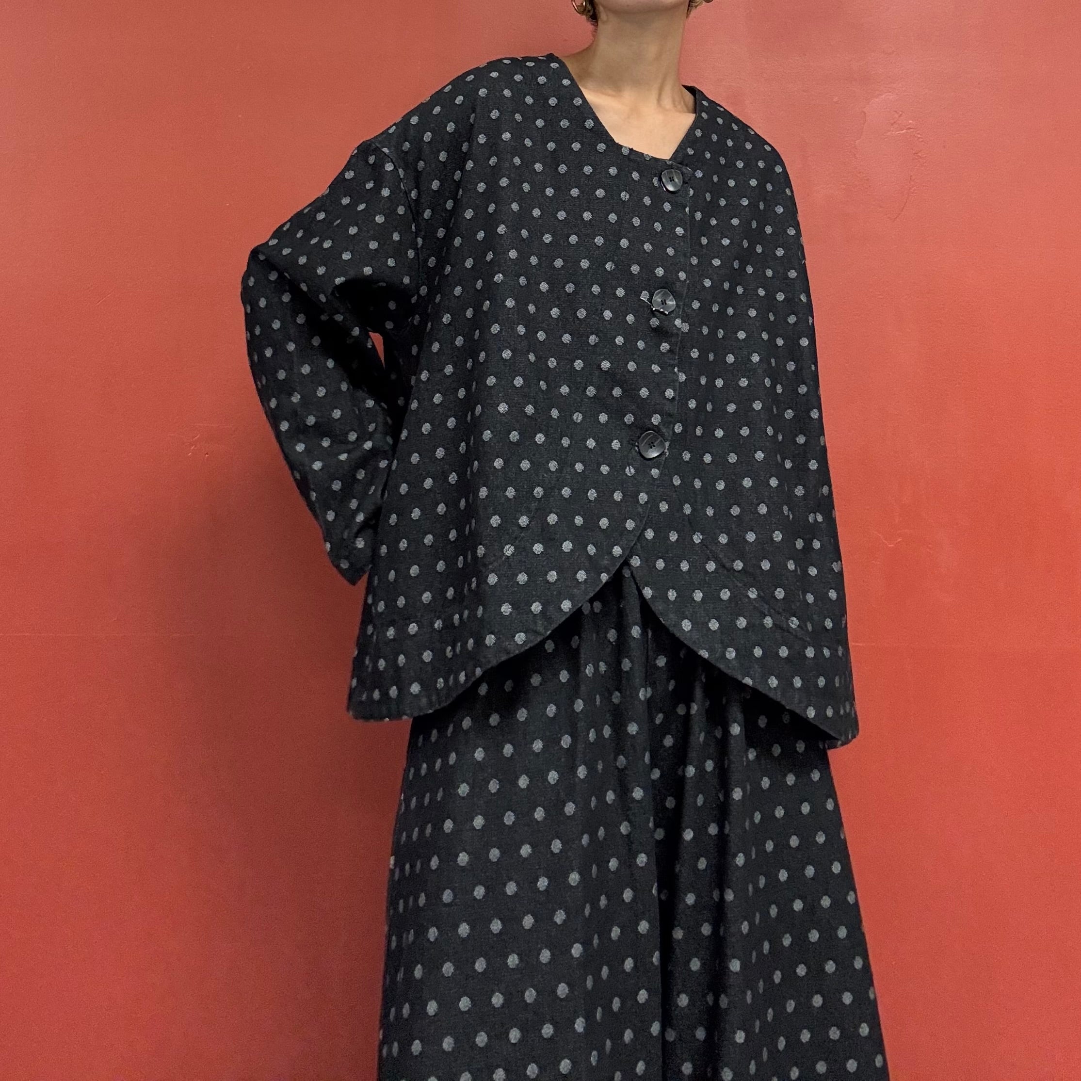 Polka-Dot Black Denim Jacket