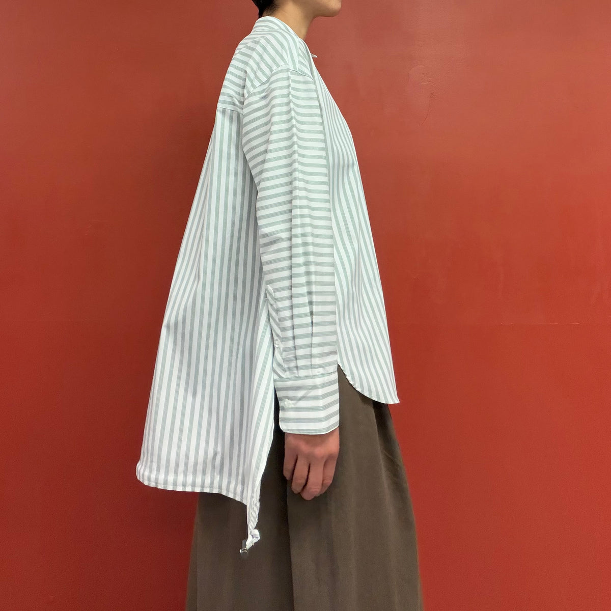 Drawstring stripe shirt