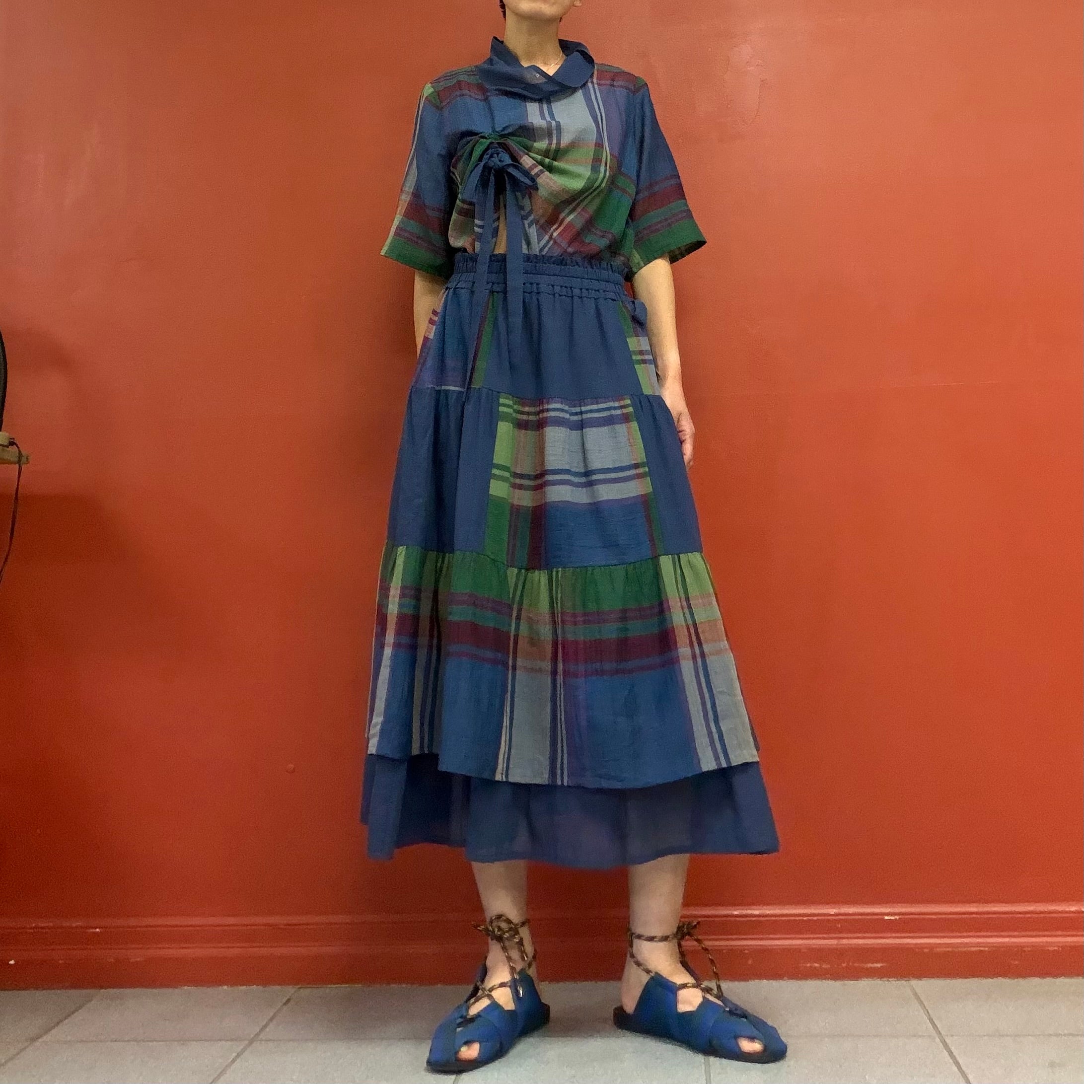 Garden check double skirt