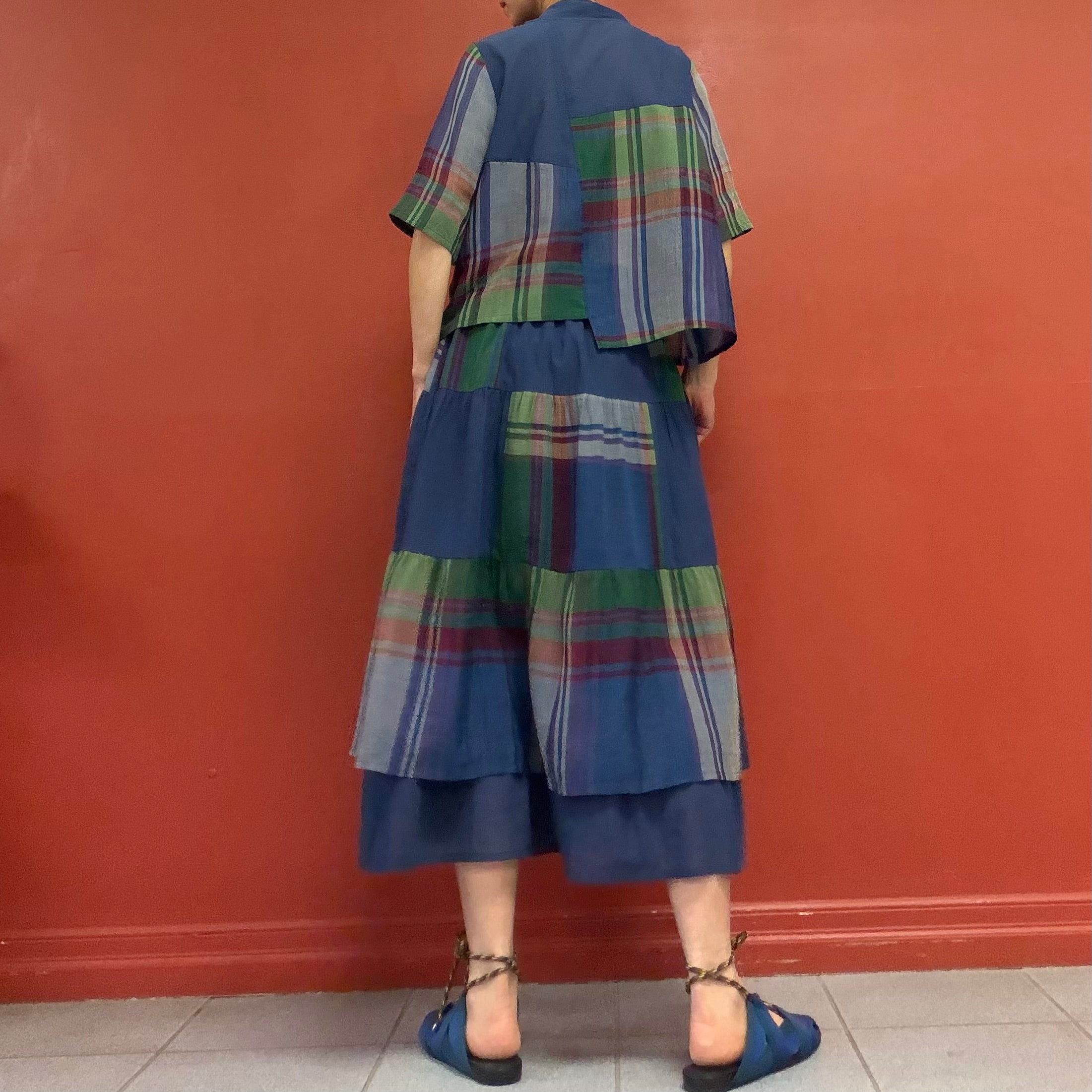 Garden check double skirt