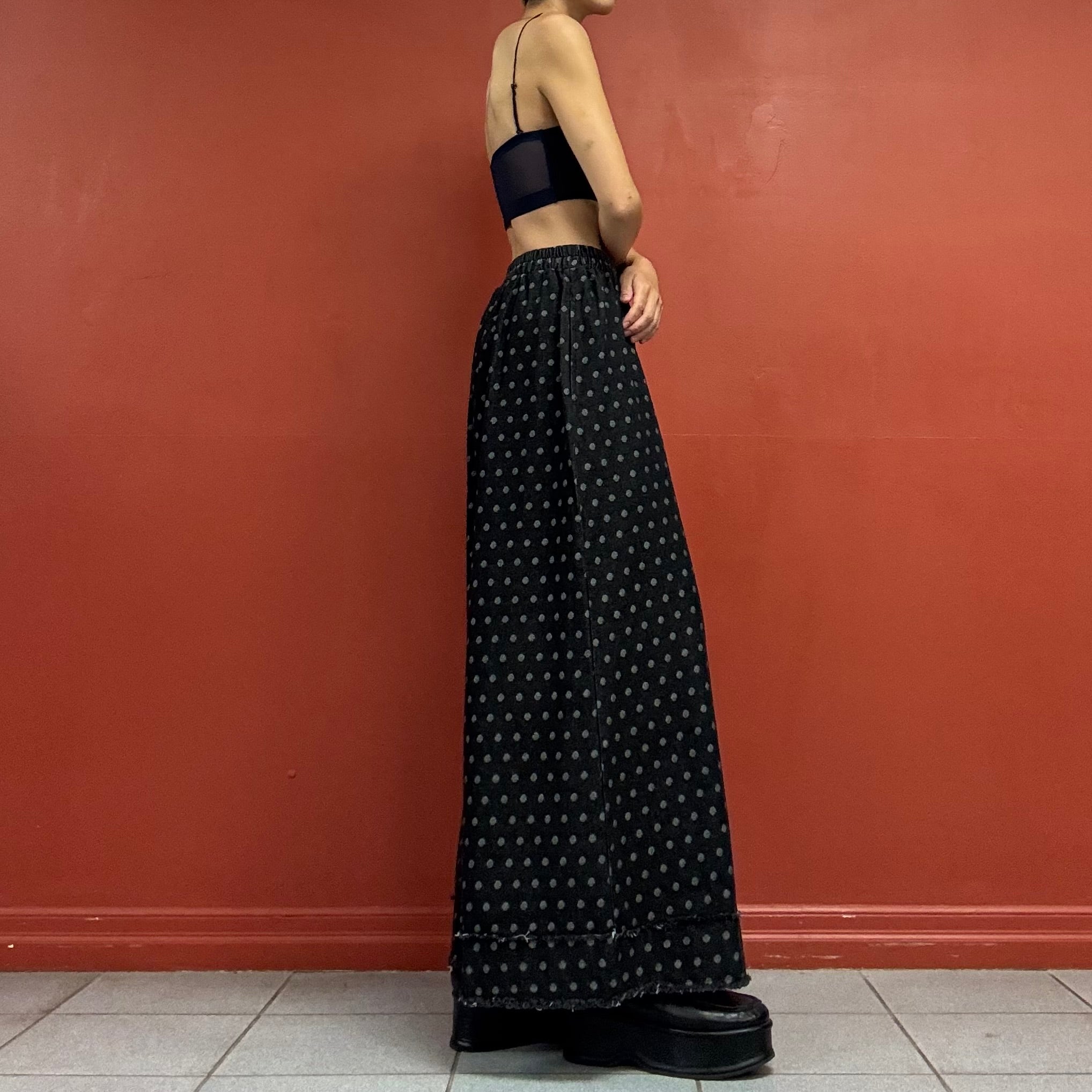 Polka-Dot Black Denim Pants