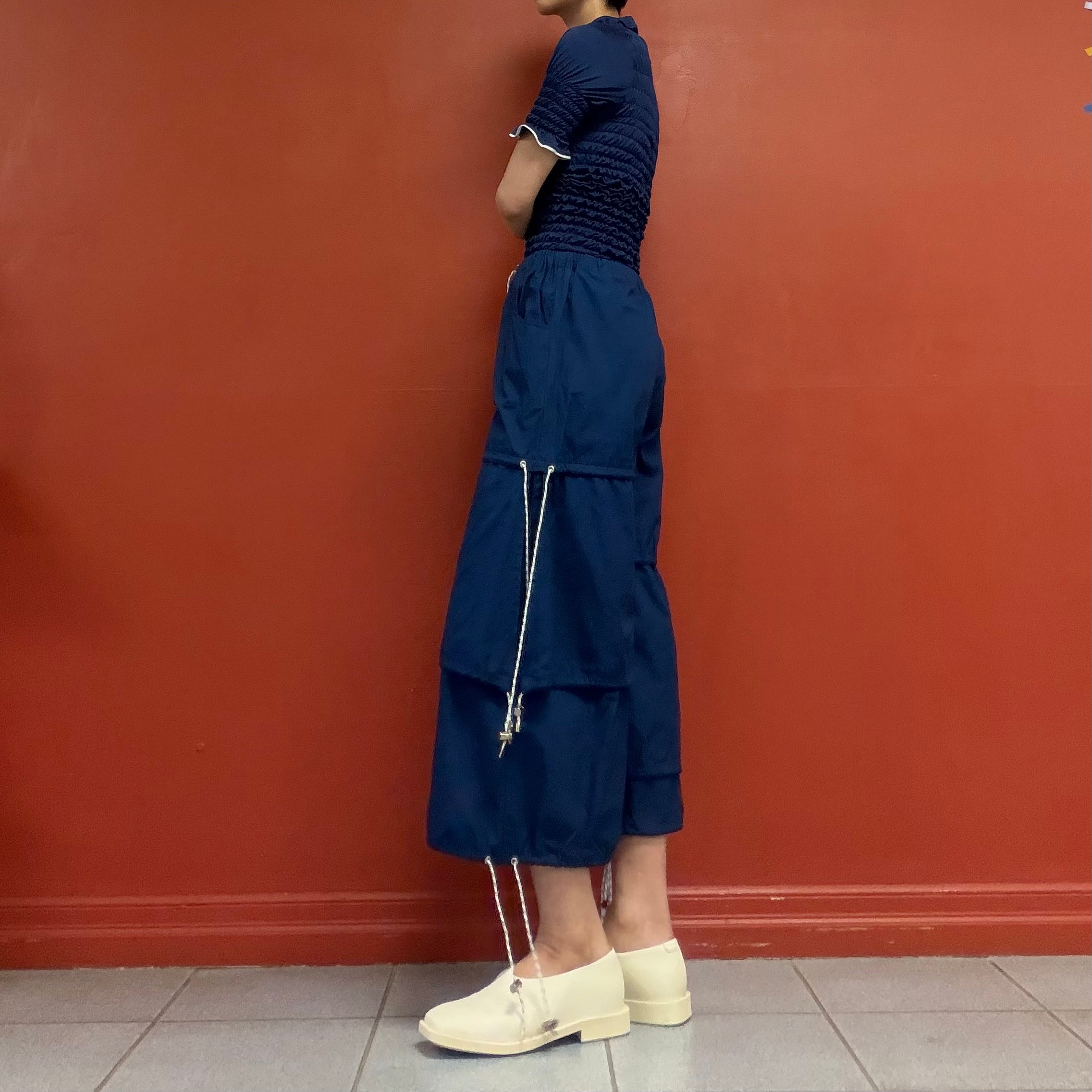 AFTERHOMEWORK drawcord tiered shorts