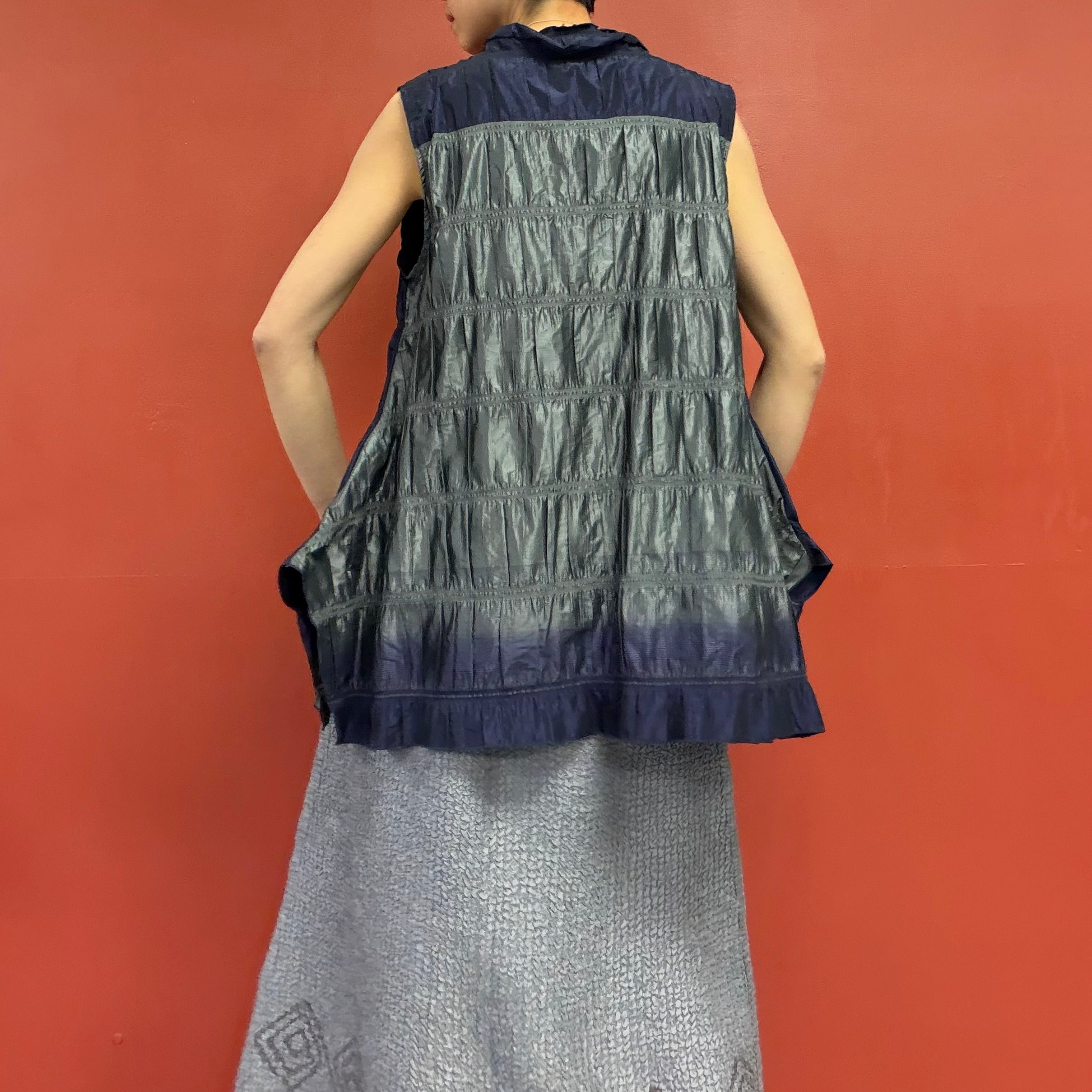 Pleated button up vest