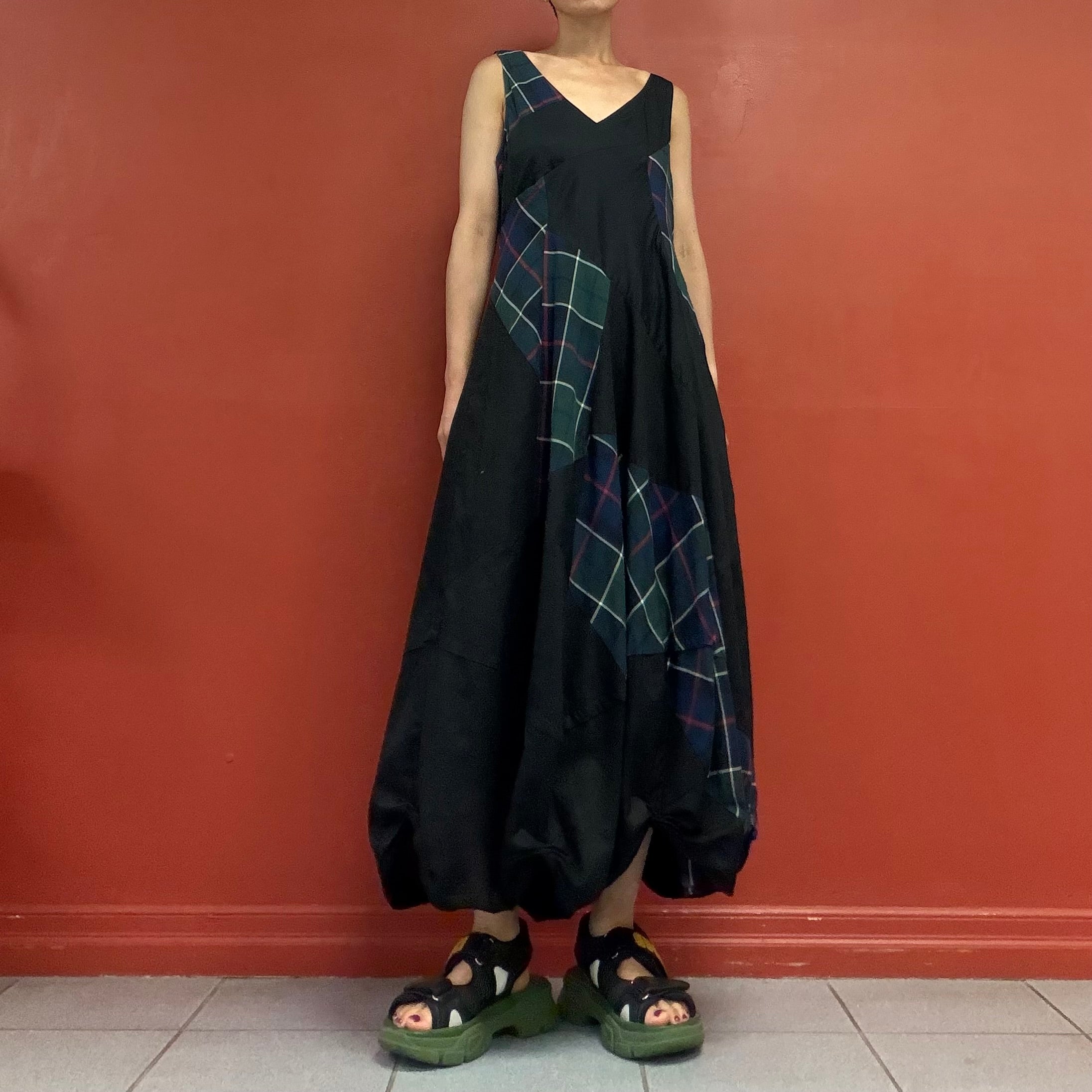 Patchwork balloon dress
