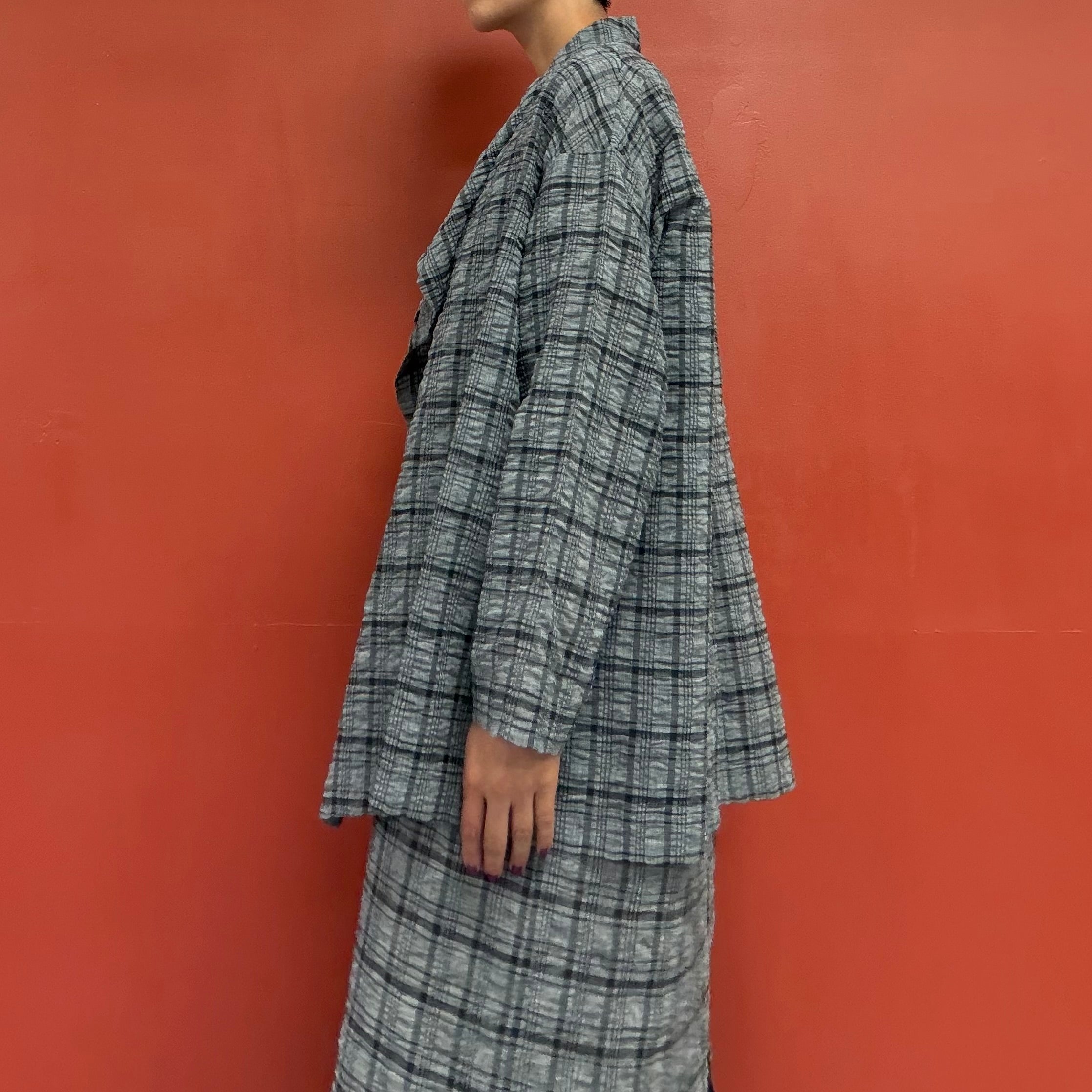Drape plaid top