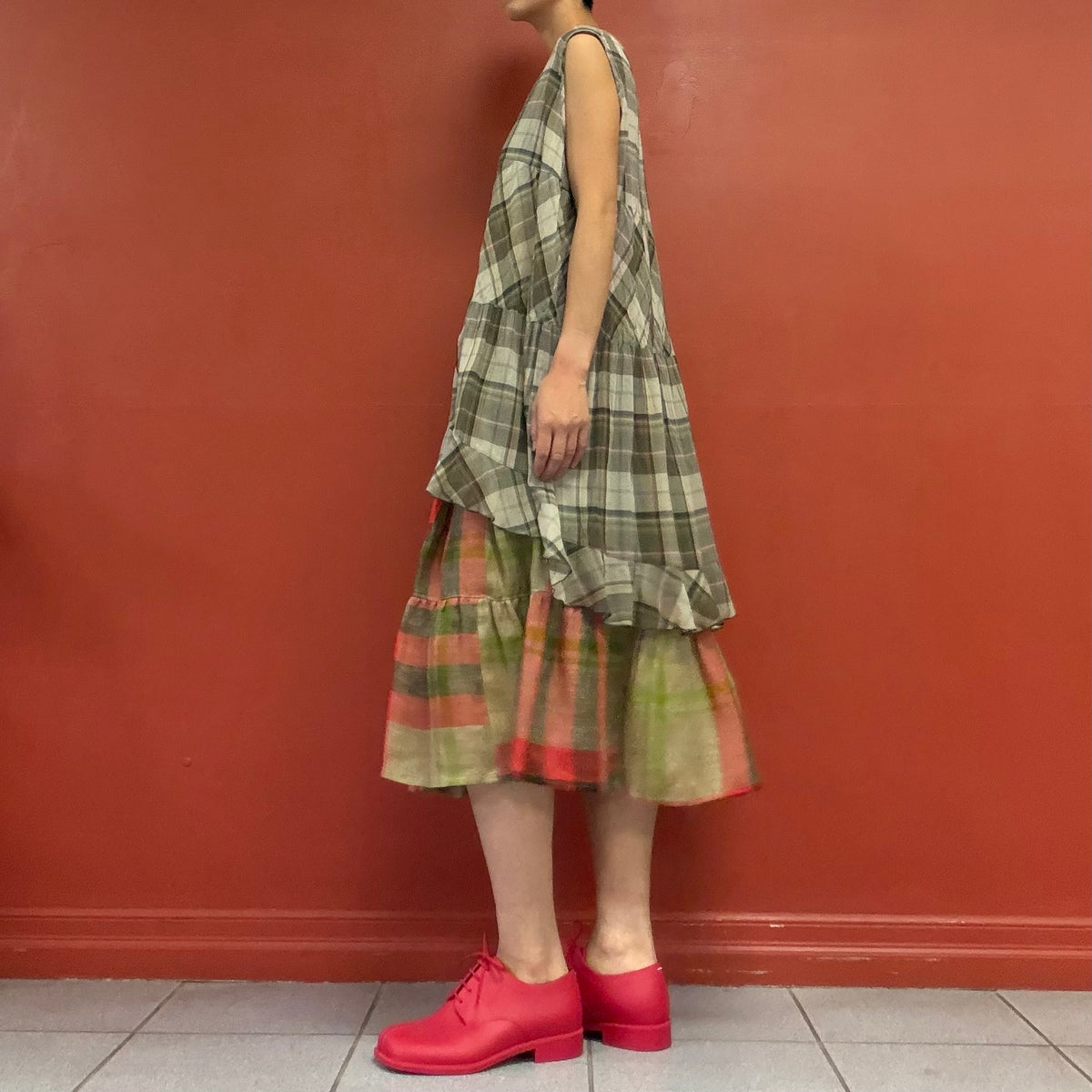 Plaid babydoll top