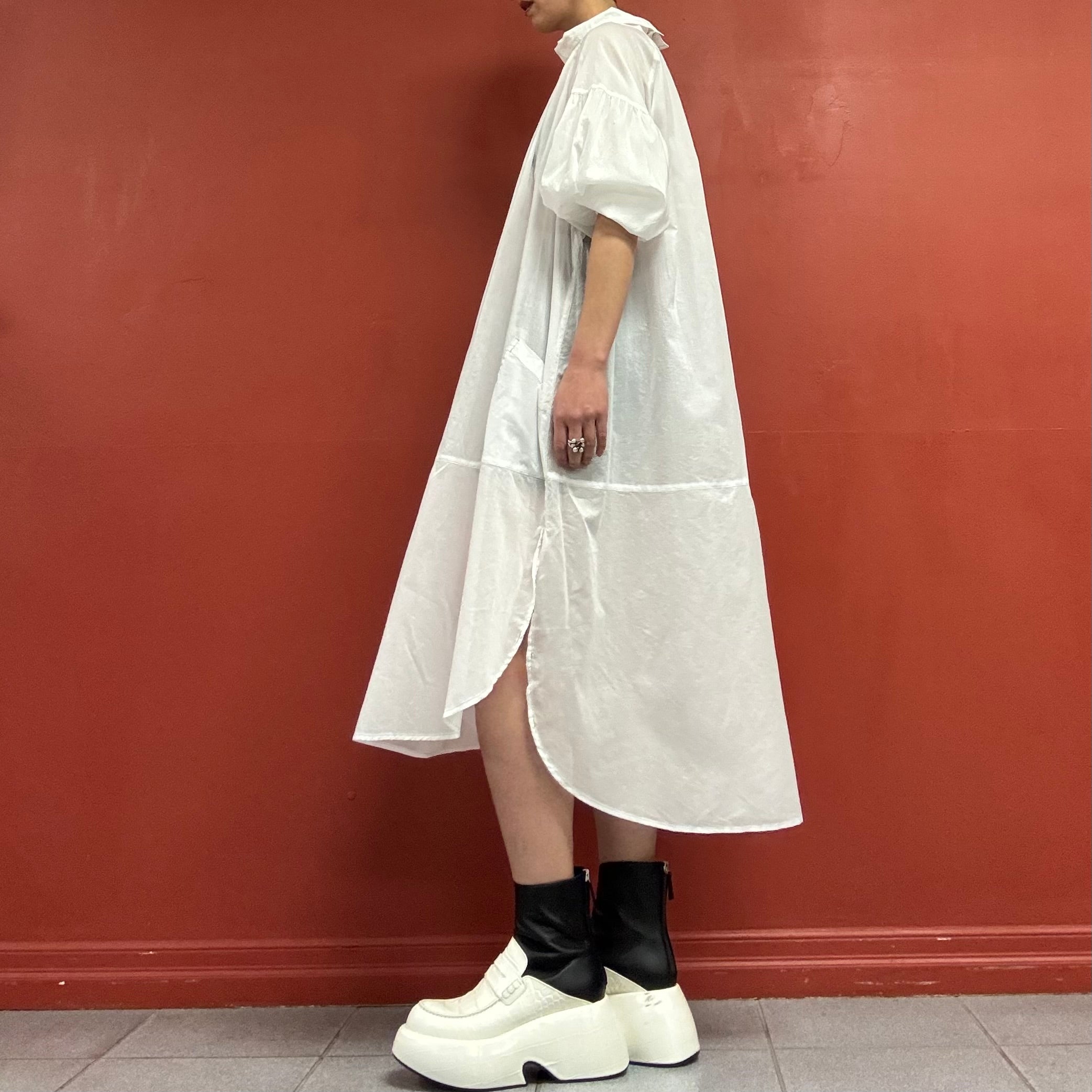 Sheer cotton dress with puffy sleeves