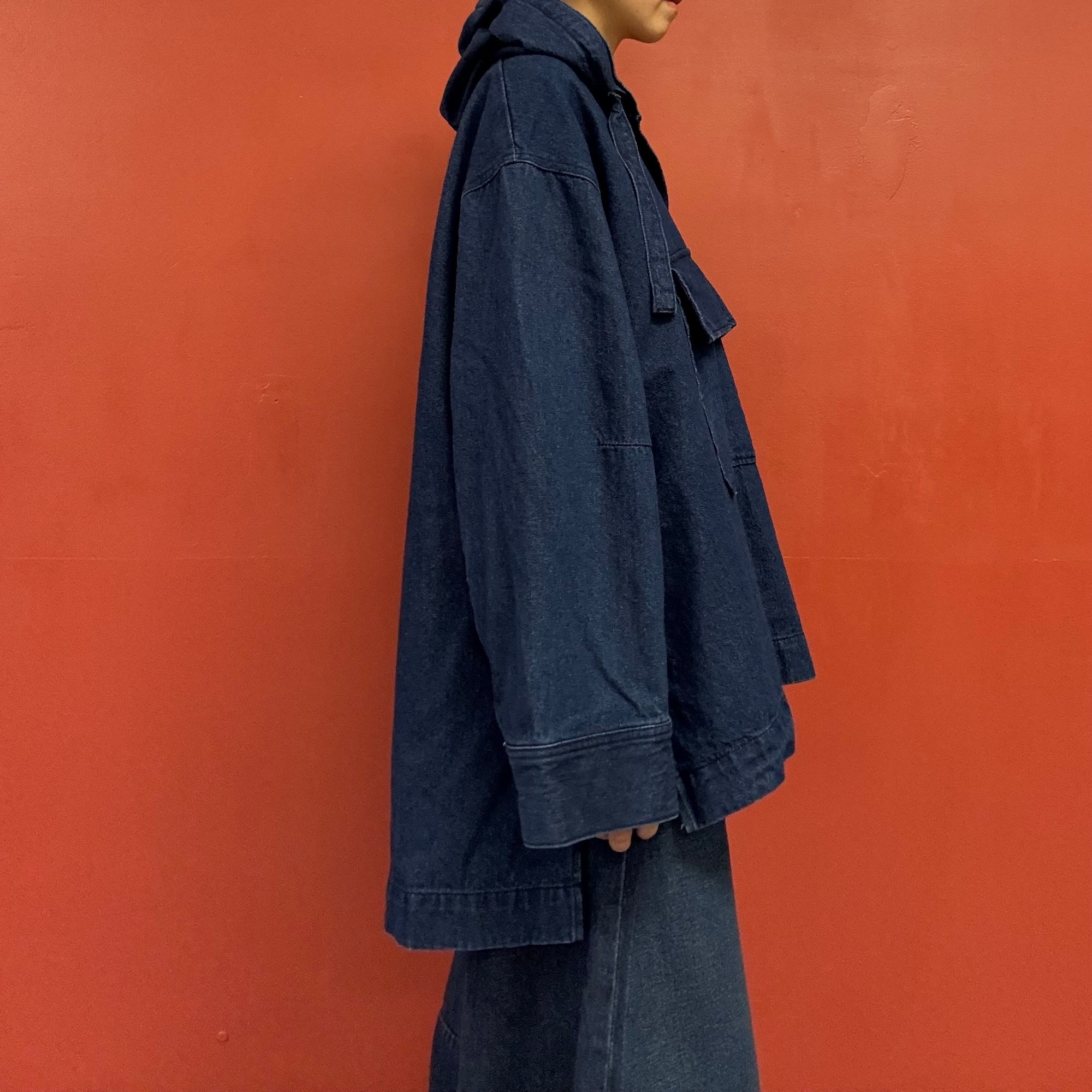 Hooded denim pullover