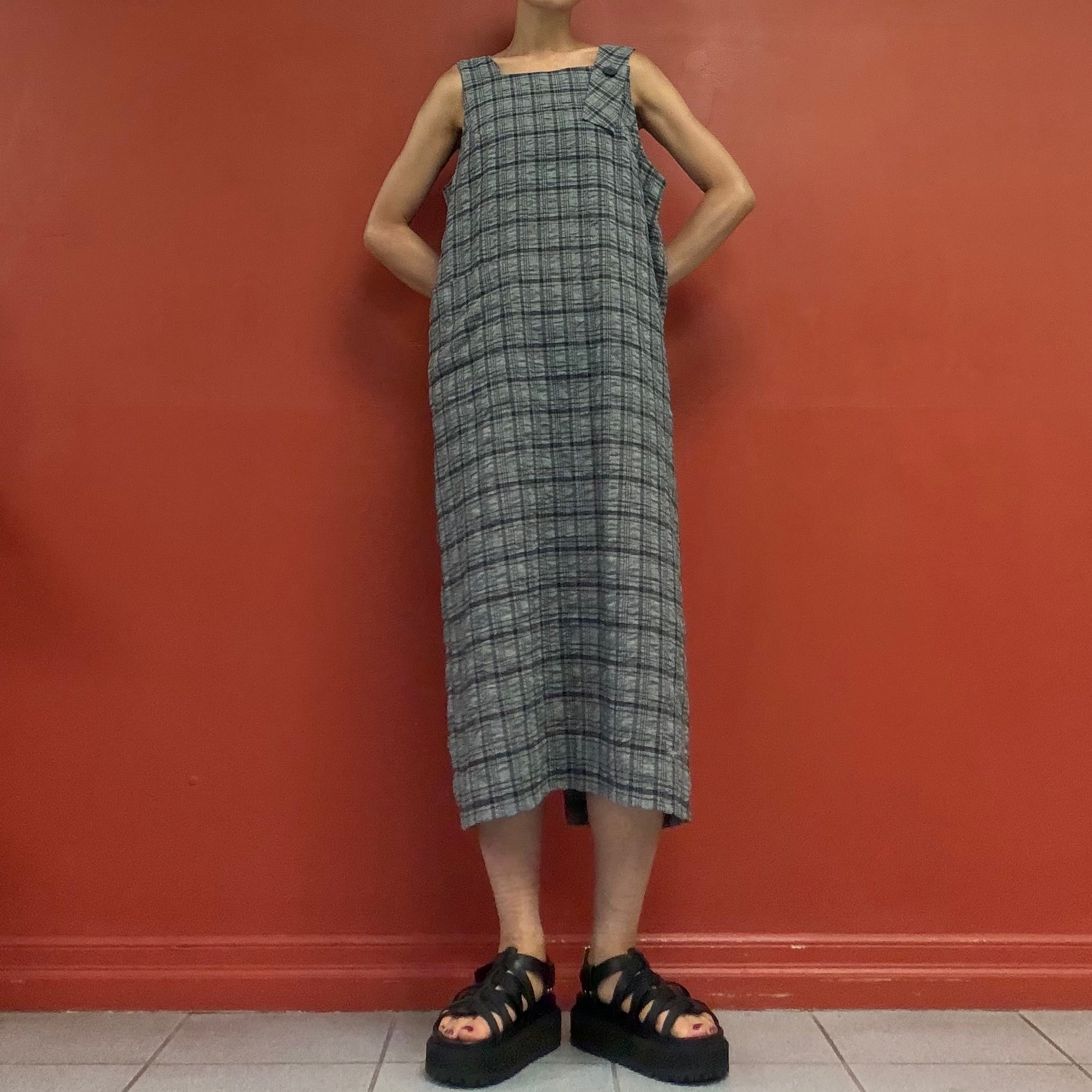 Check apron dress