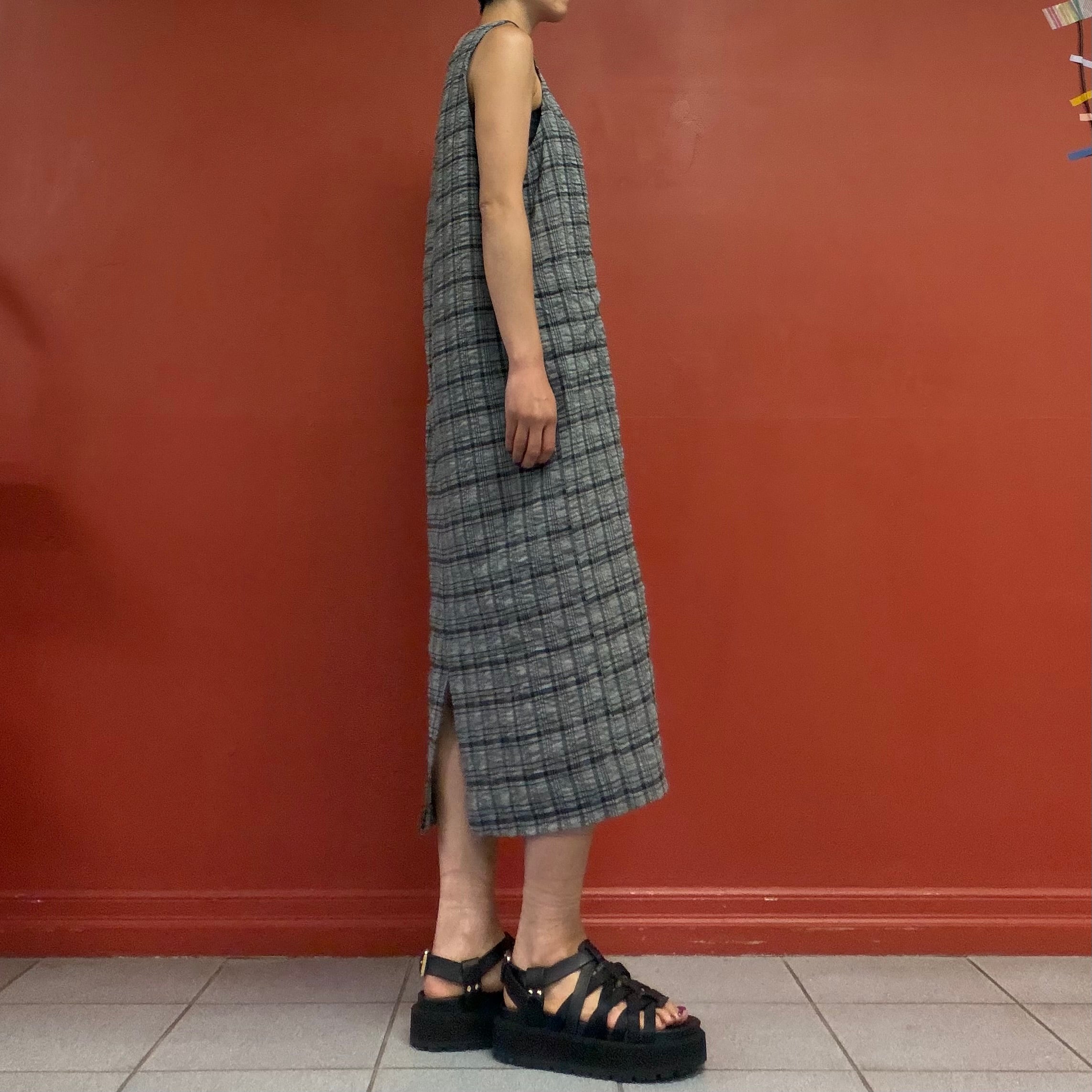 Check apron dress