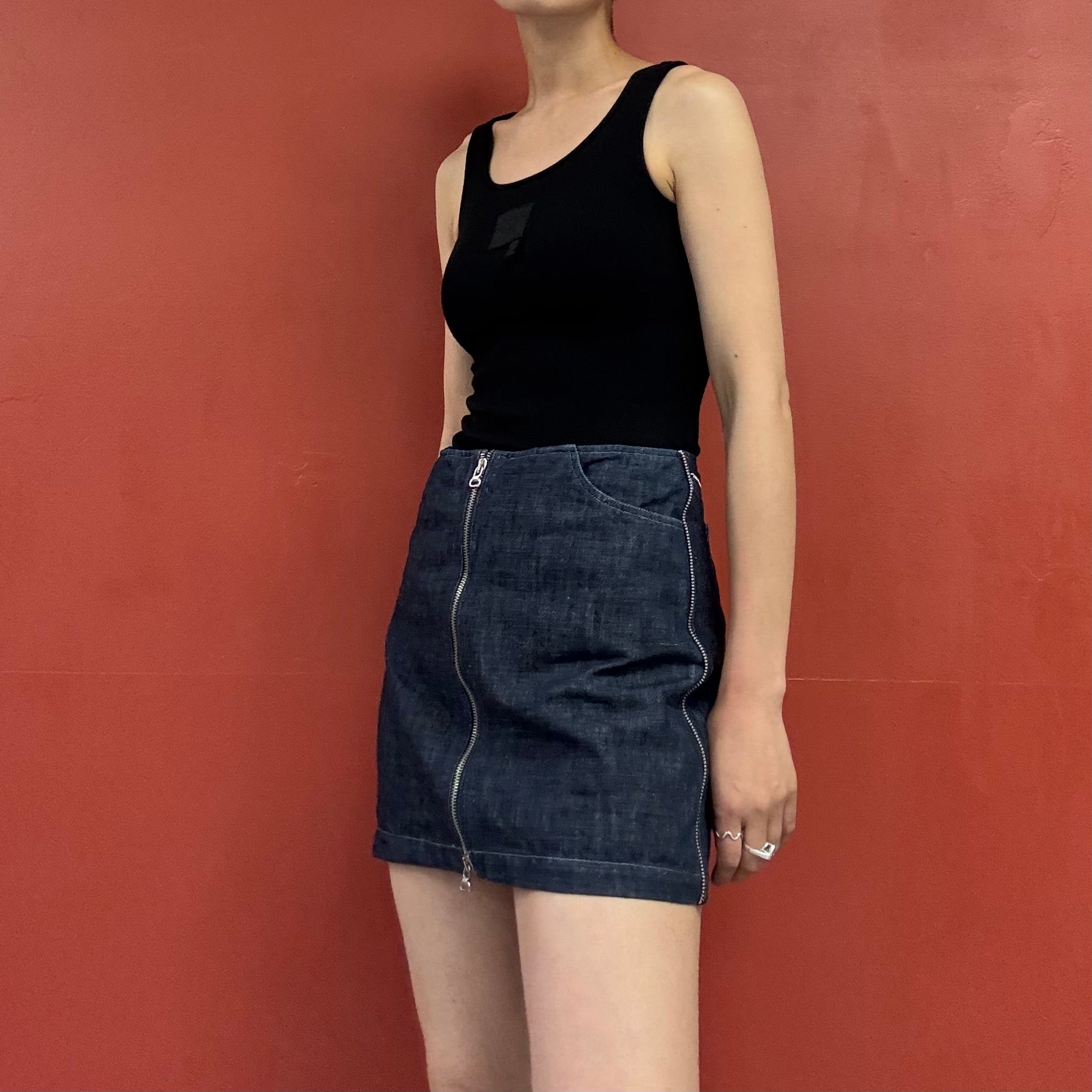 90s00s double zip denim skirt