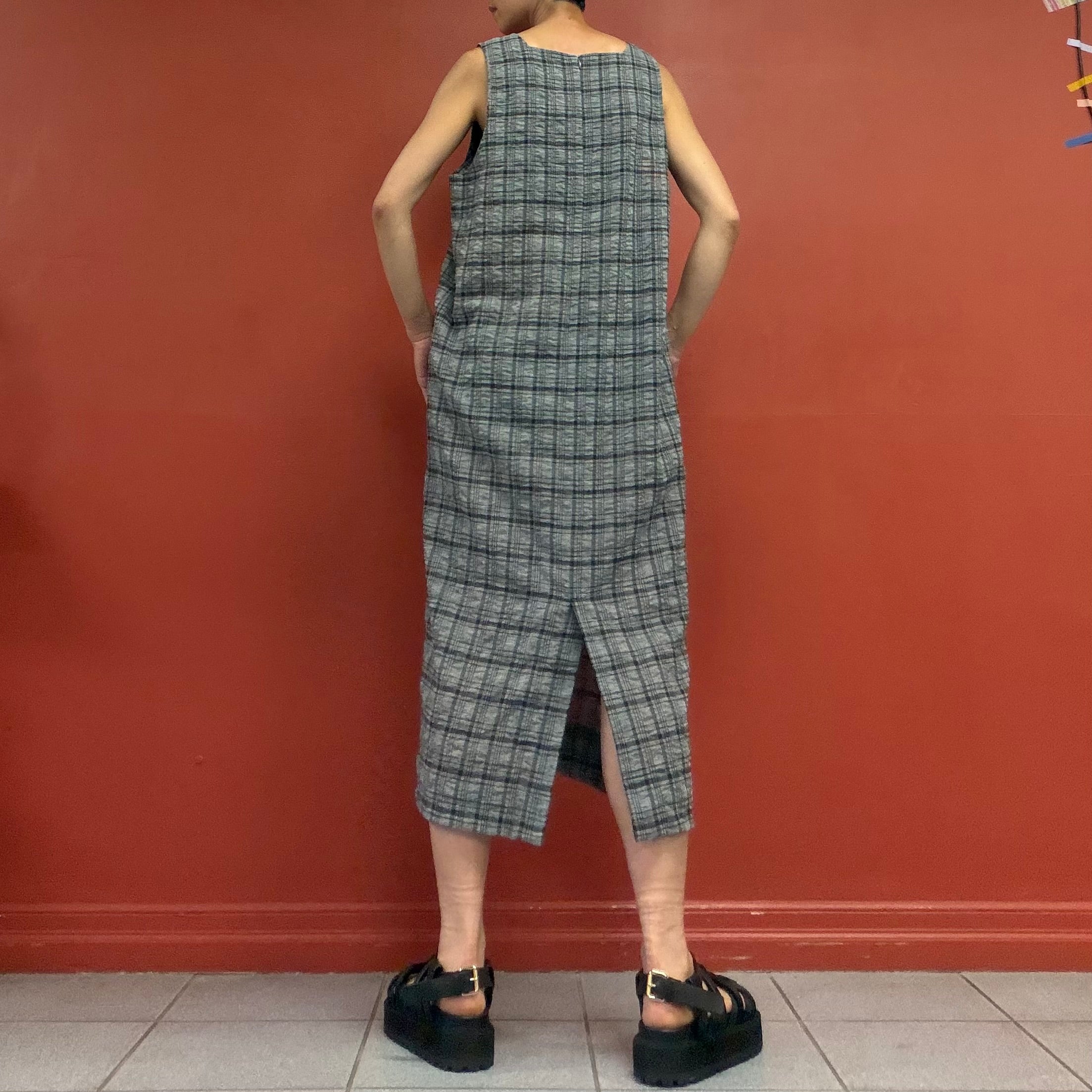 Check apron dress