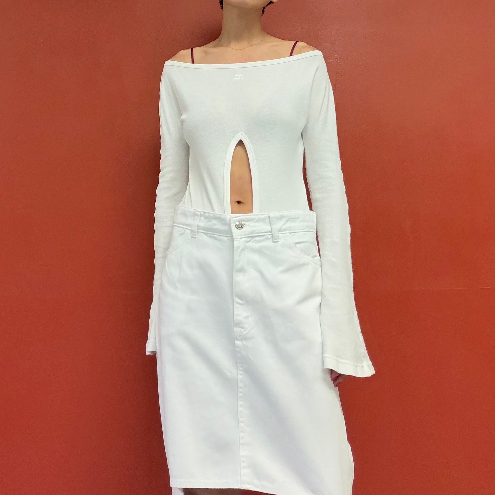 courrèges white drop bodysuit