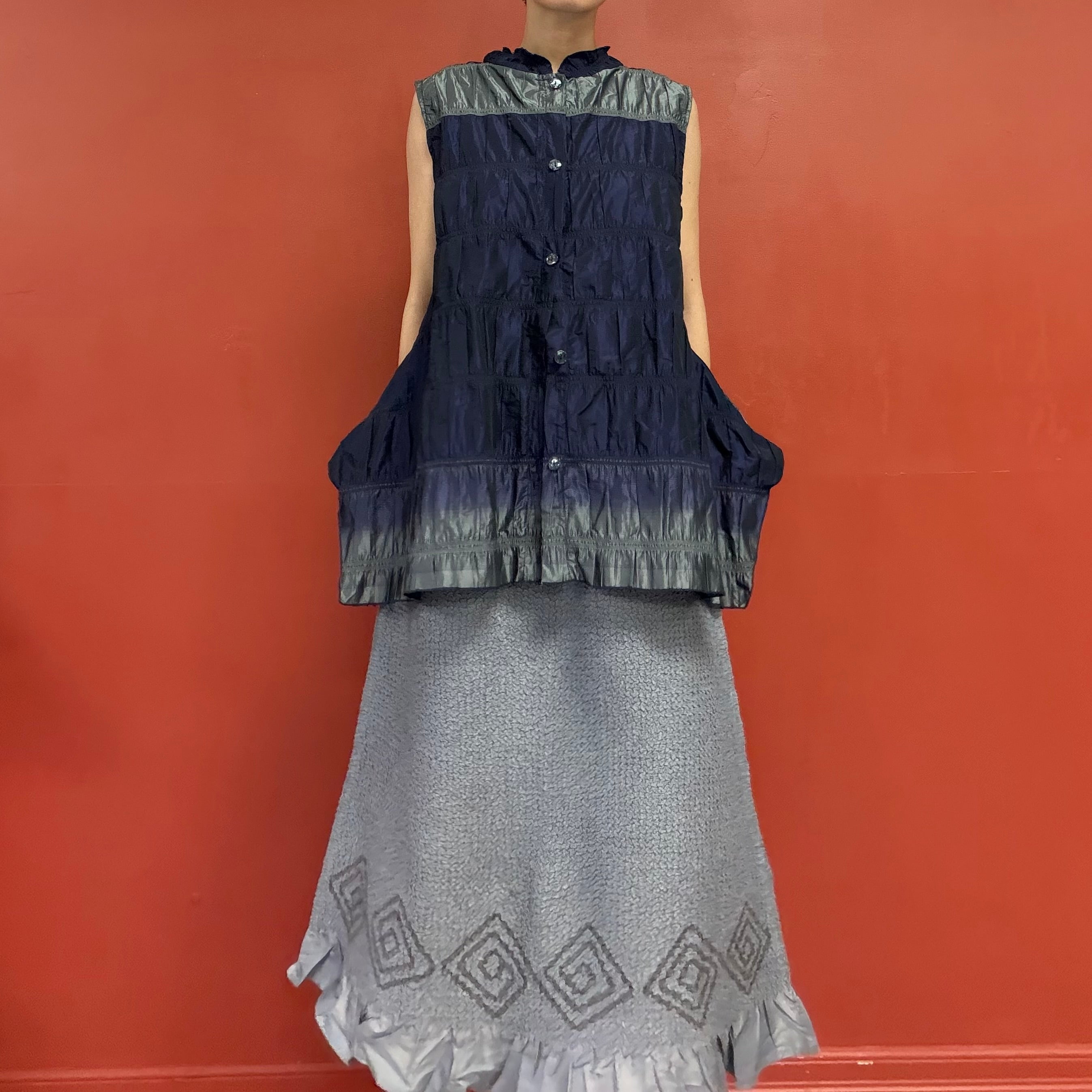 Pleated button up vest