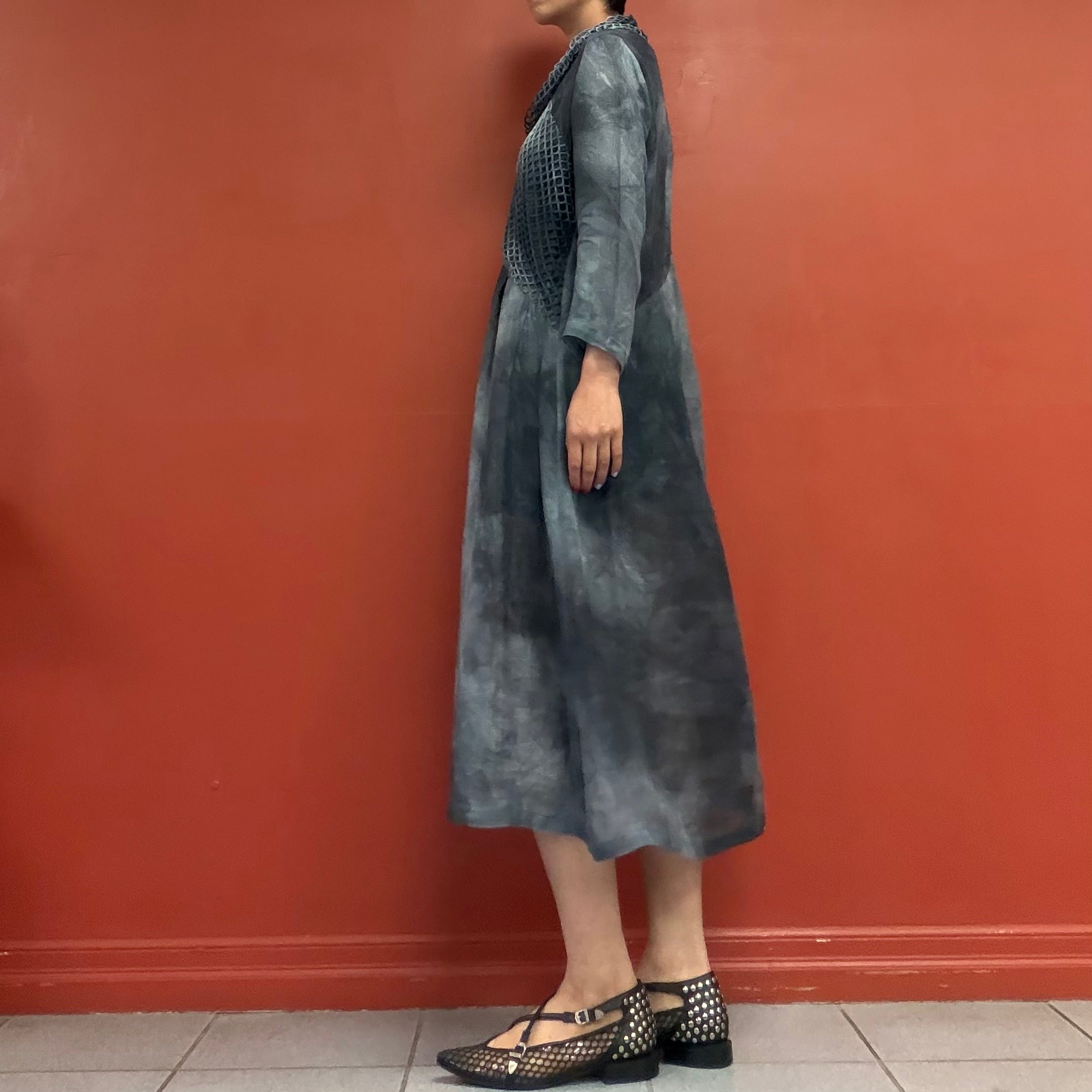 Sheer tie dye linen dress