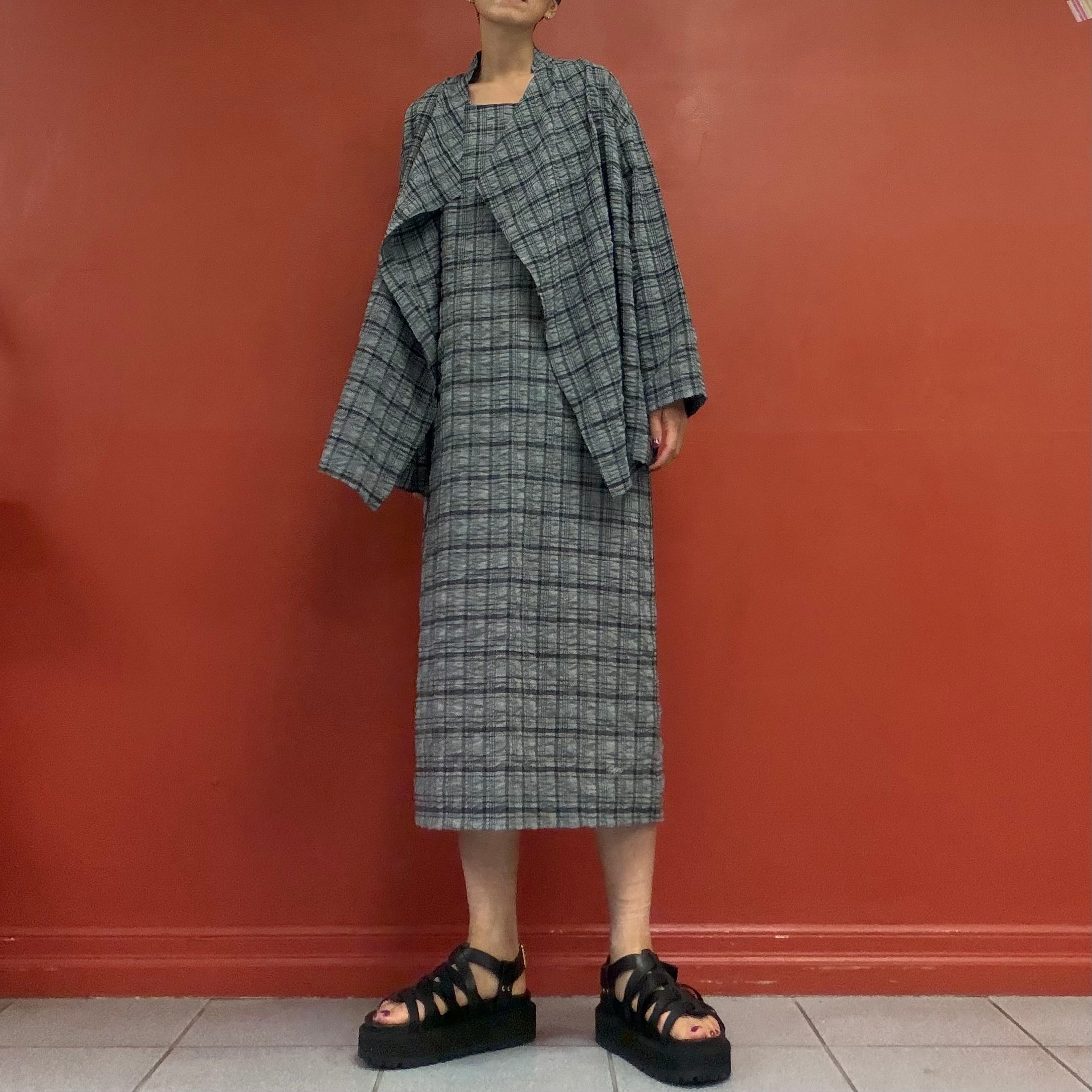 Check apron dress