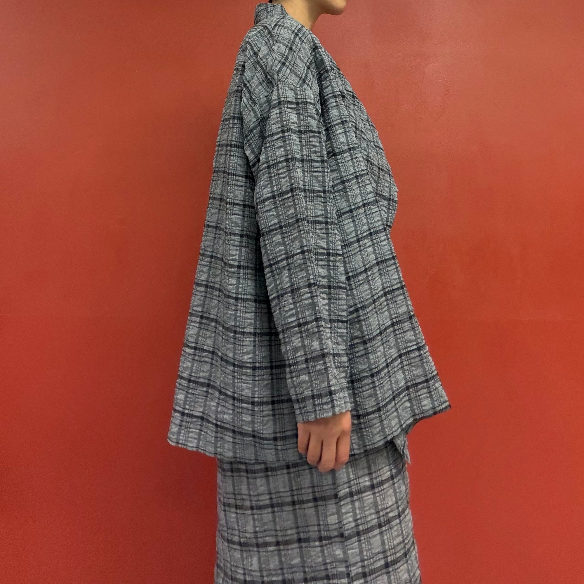 Drape plaid top