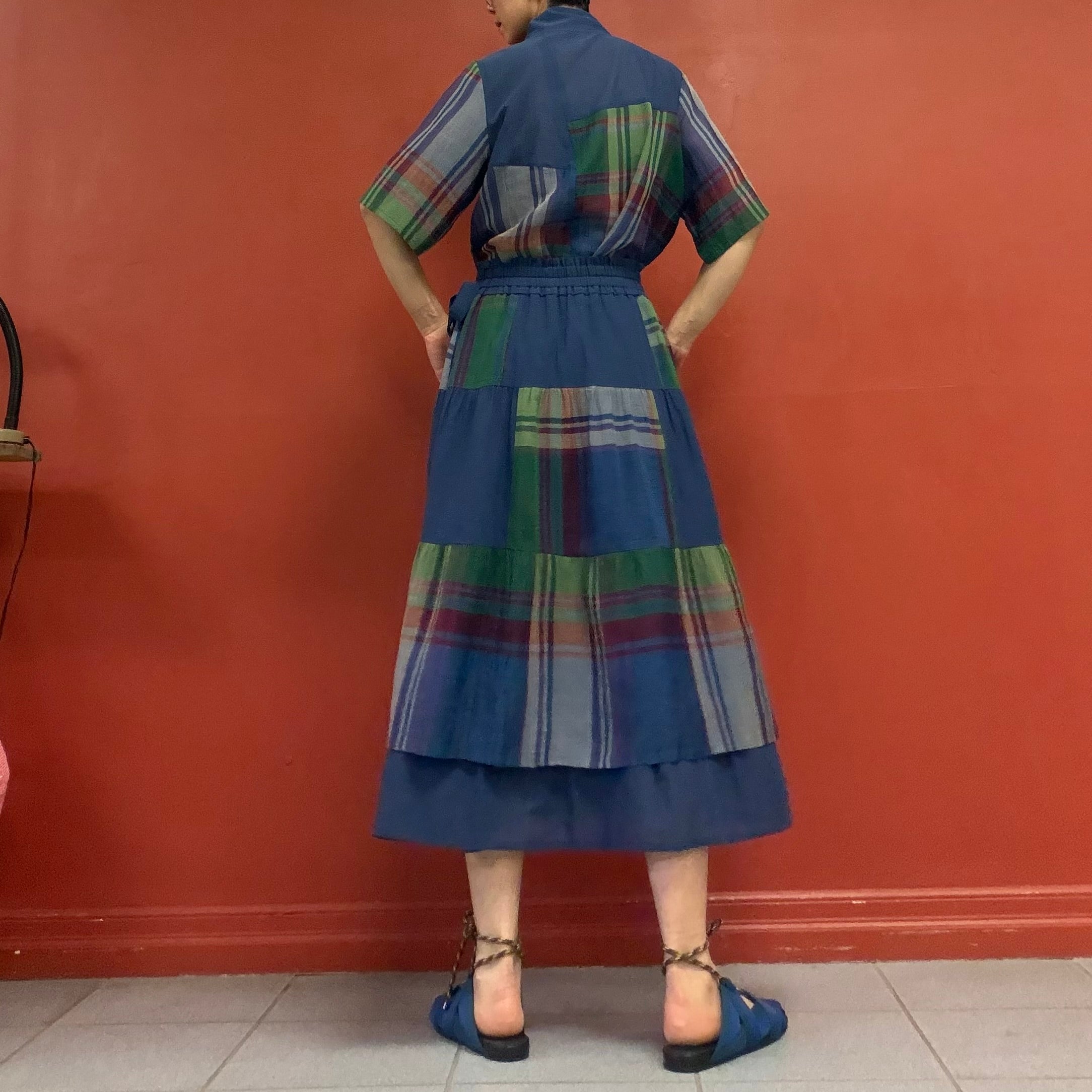 Garden check double skirt