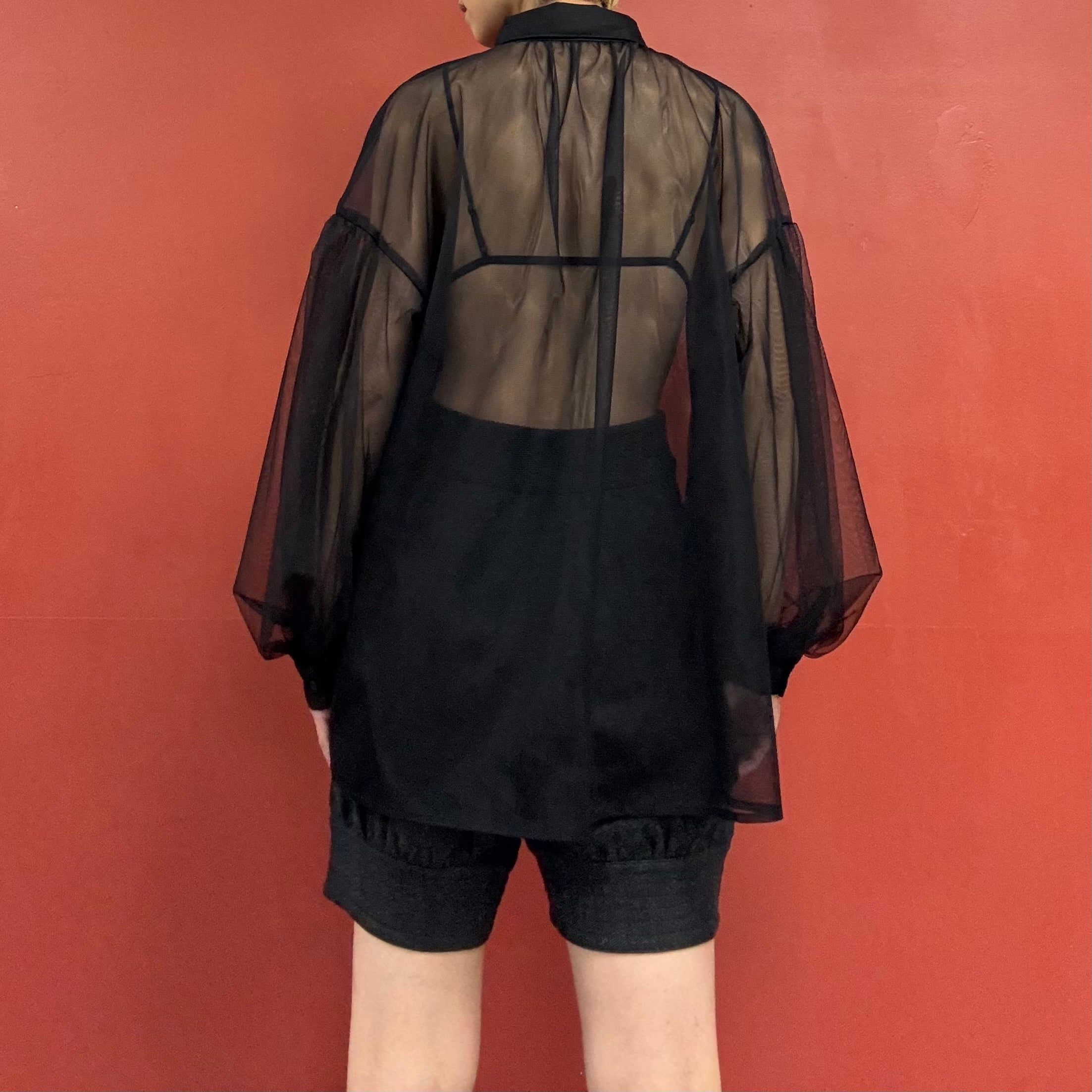 Tule puffy sleeves blouse