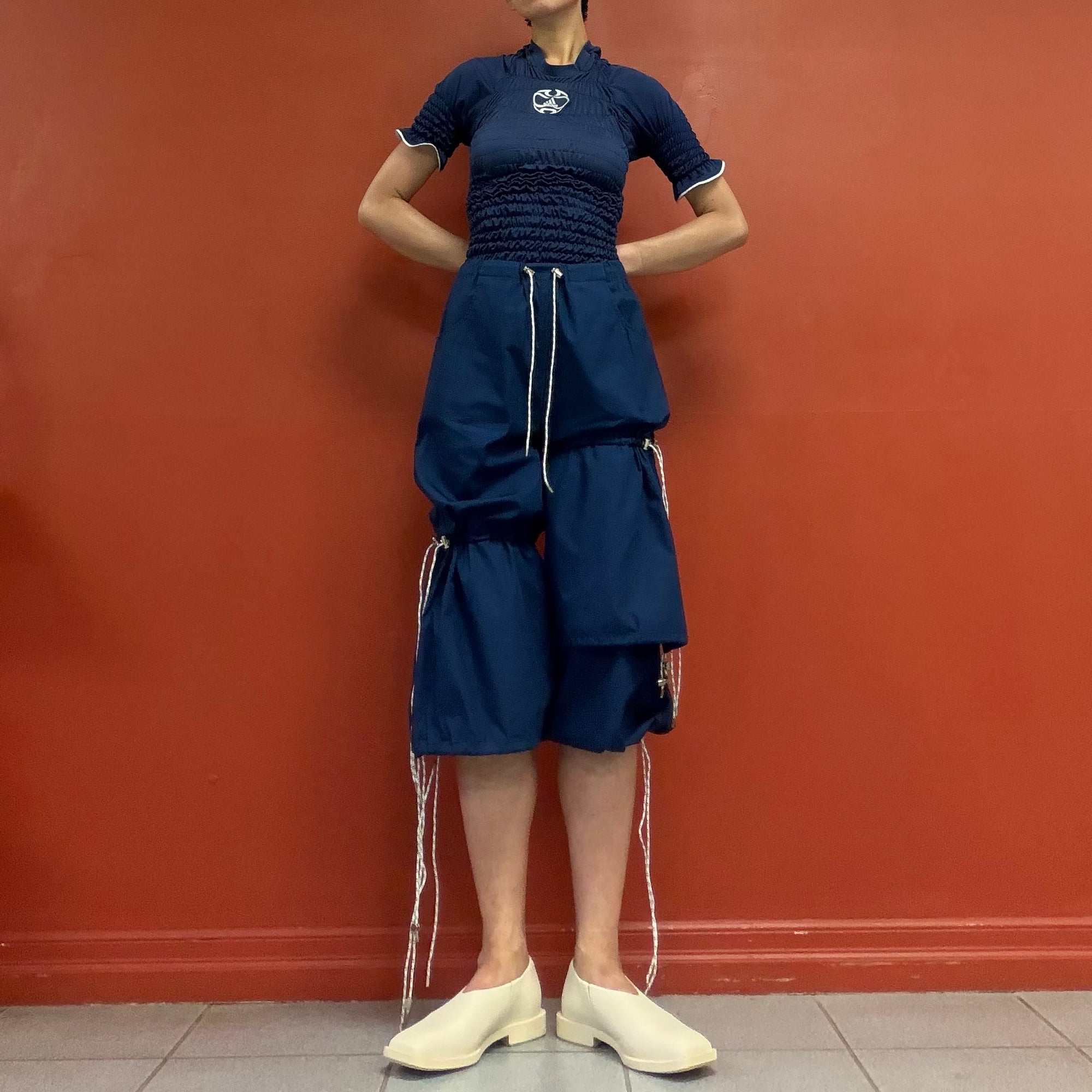 AFTERHOMEWORK drawcord tiered shorts