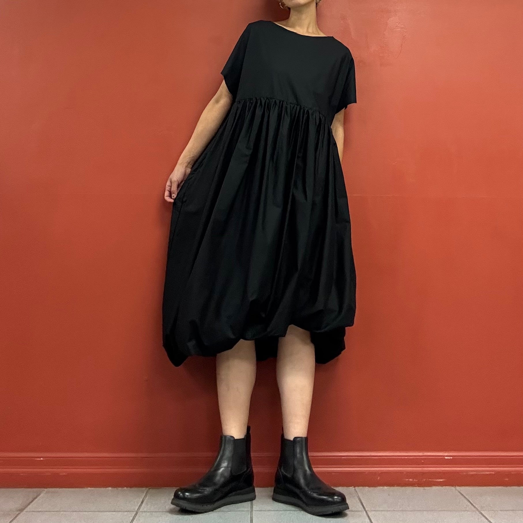 Asymmetrical bubble hem dress