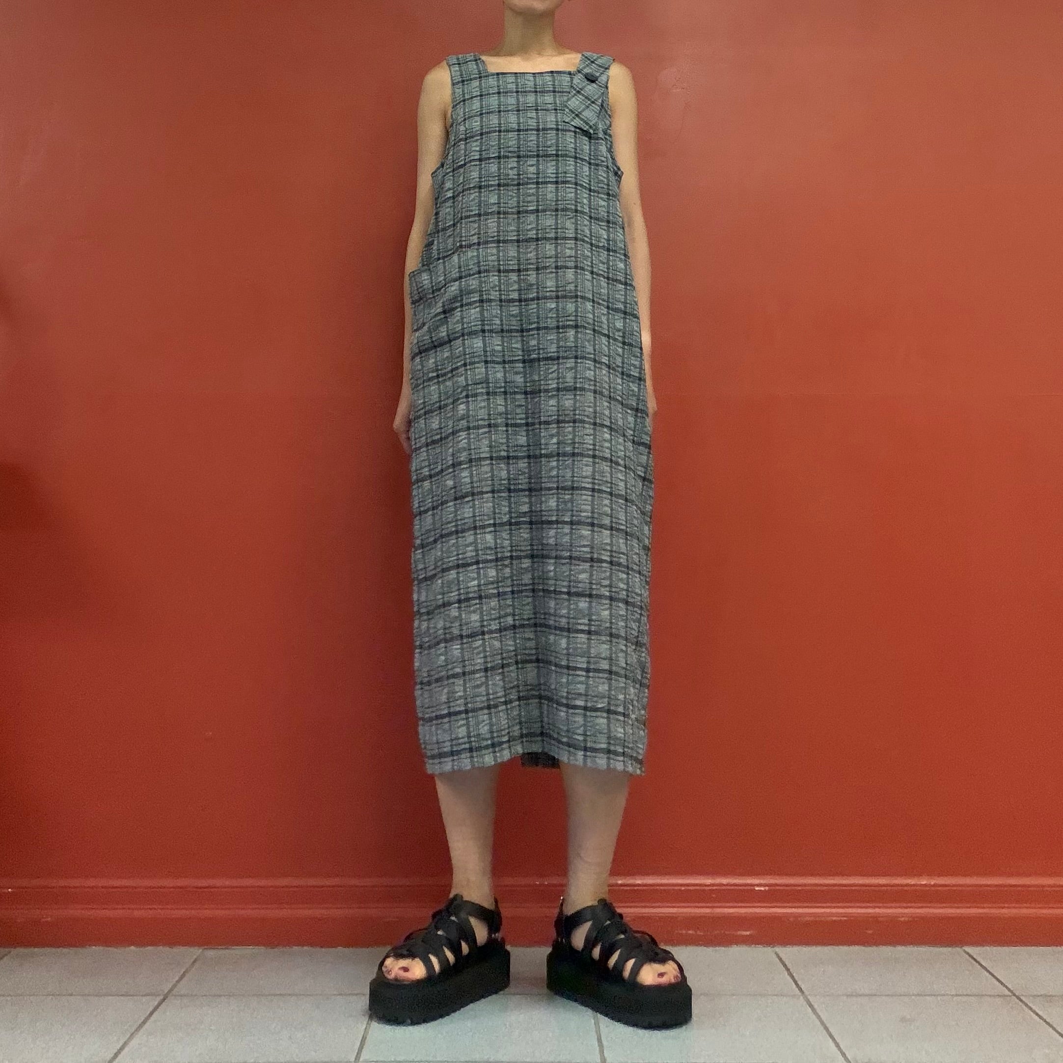 Check apron dress