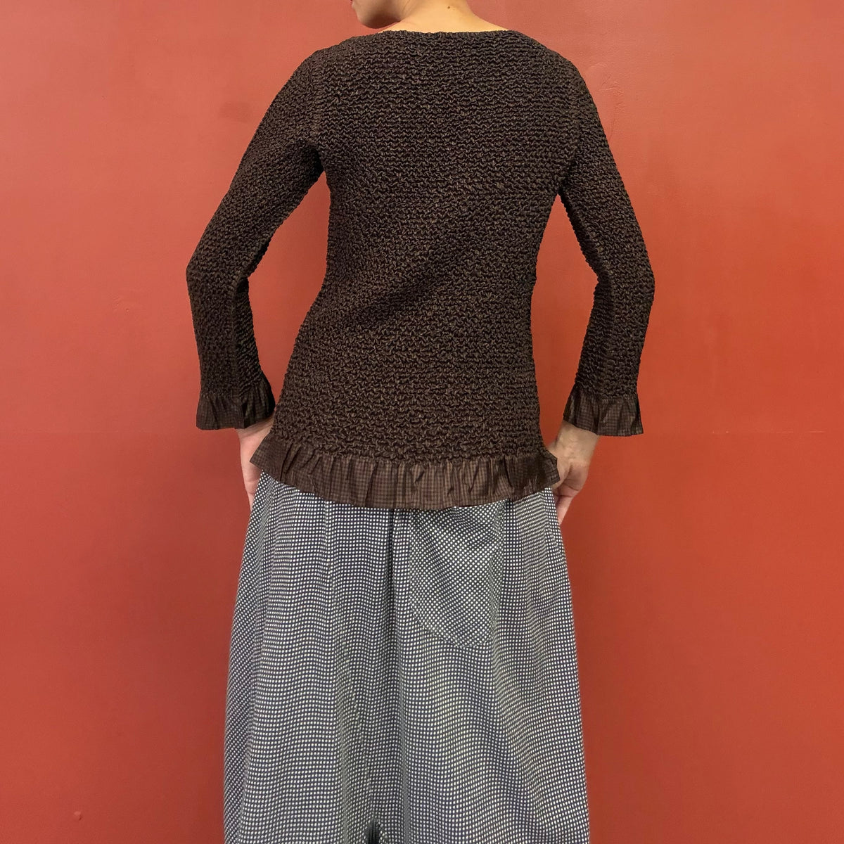 PEPLUM by YOSHIKI HISHINUMA gingham check top