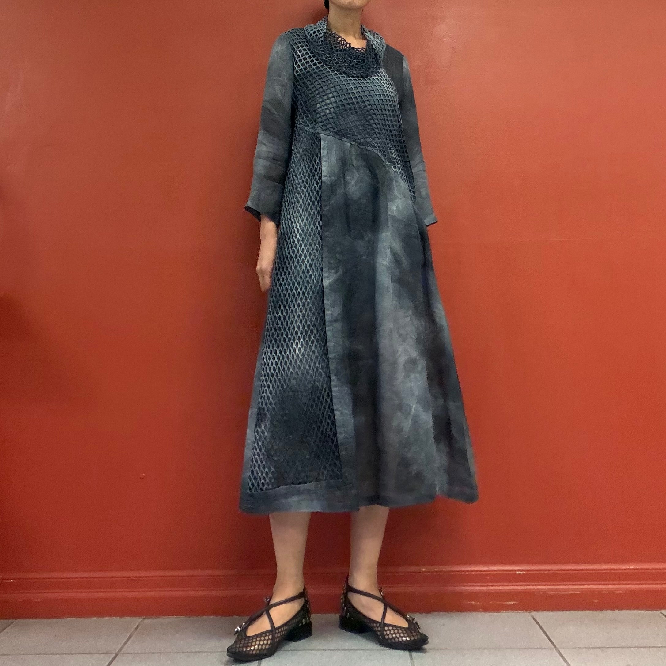 Sheer tie dye linen dress