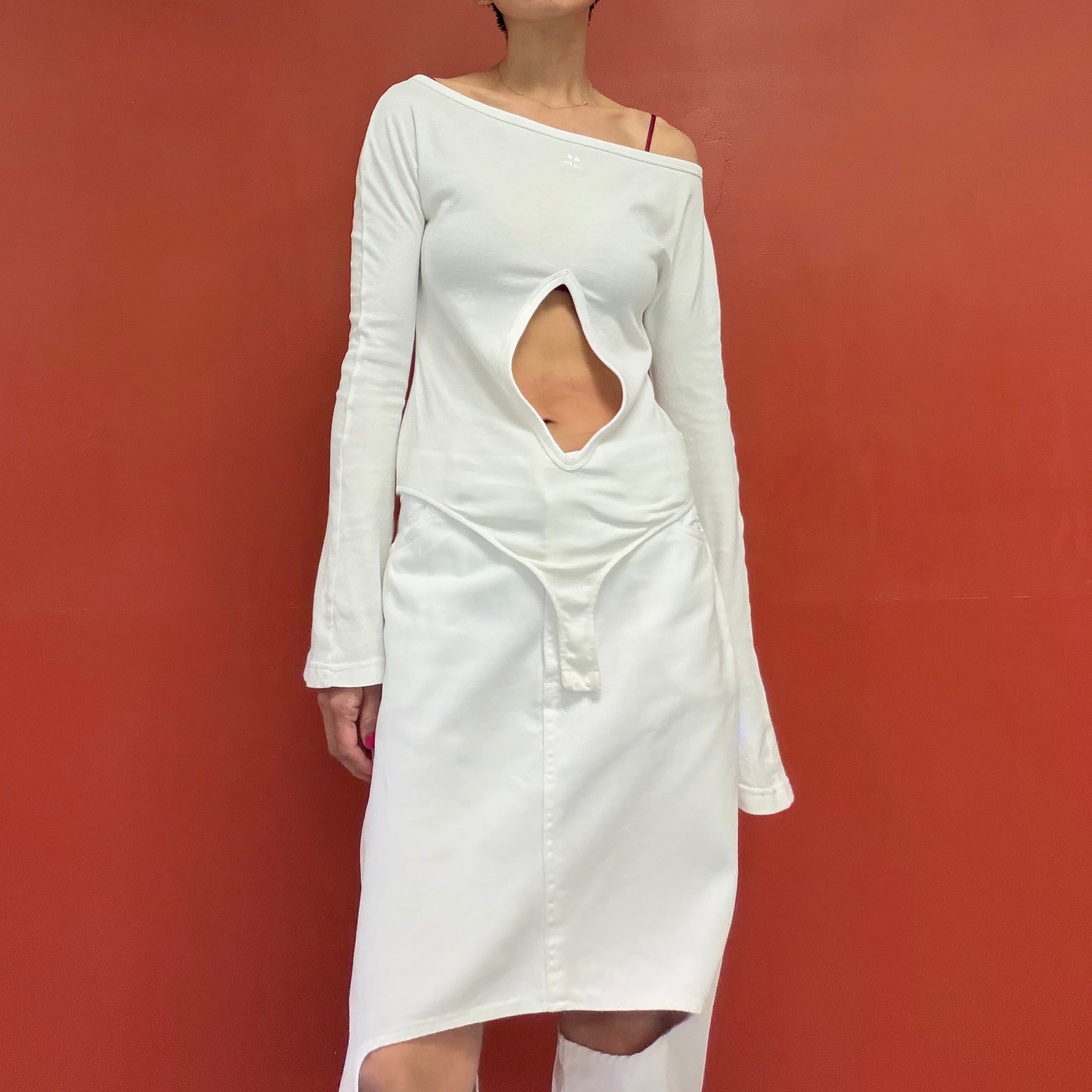 courrèges white drop bodysuit