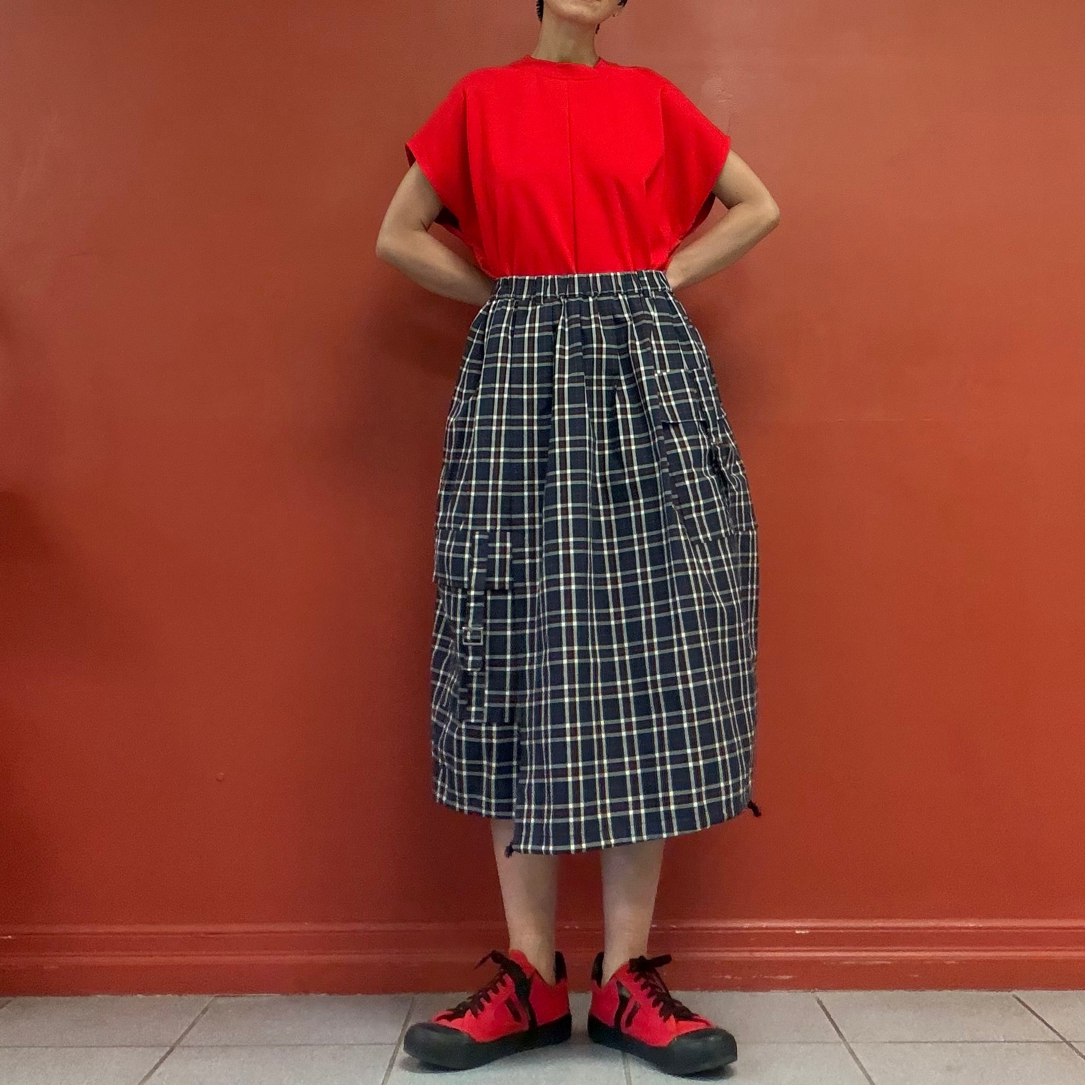 Made in Japan parachute plaid skirt