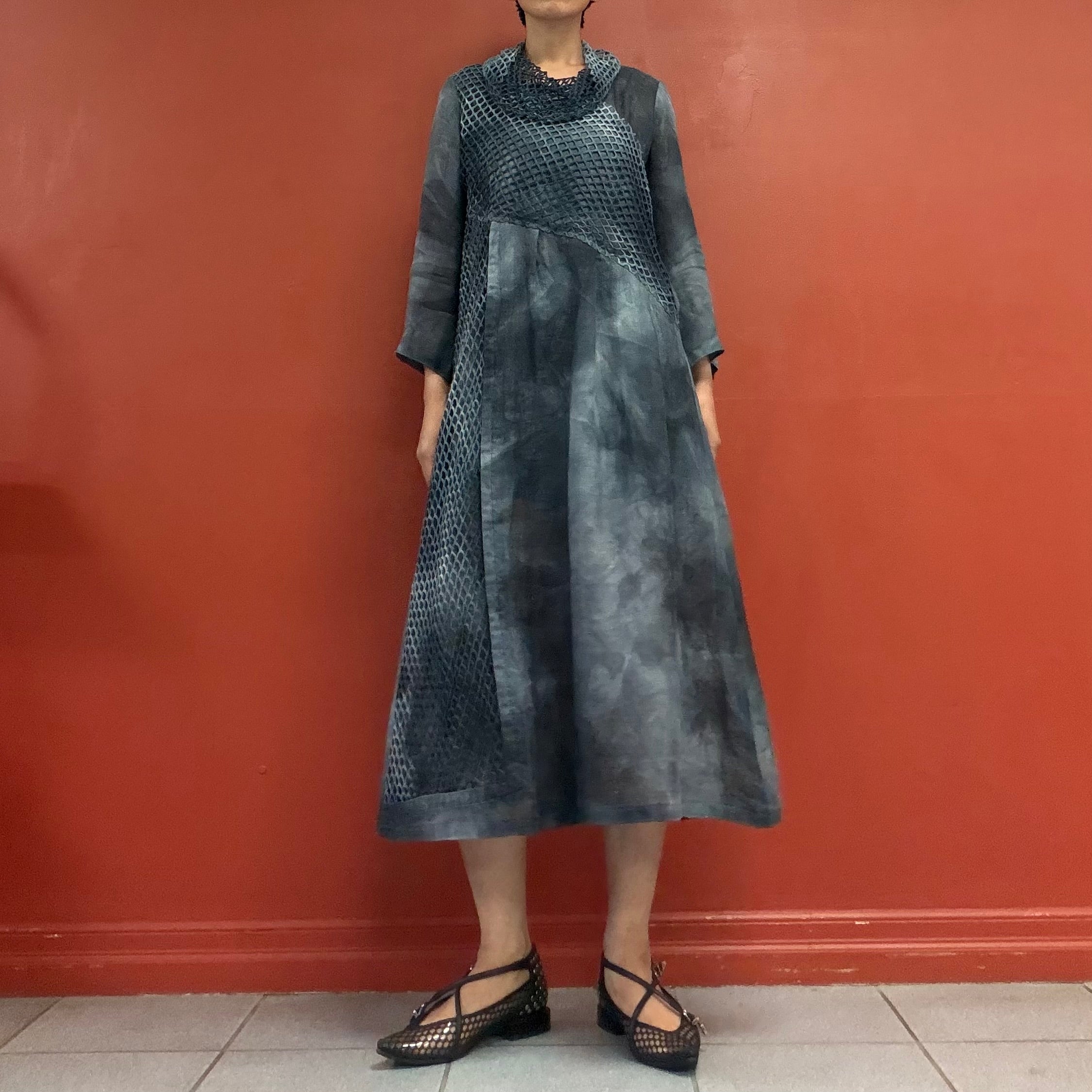Sheer tie dye linen dress