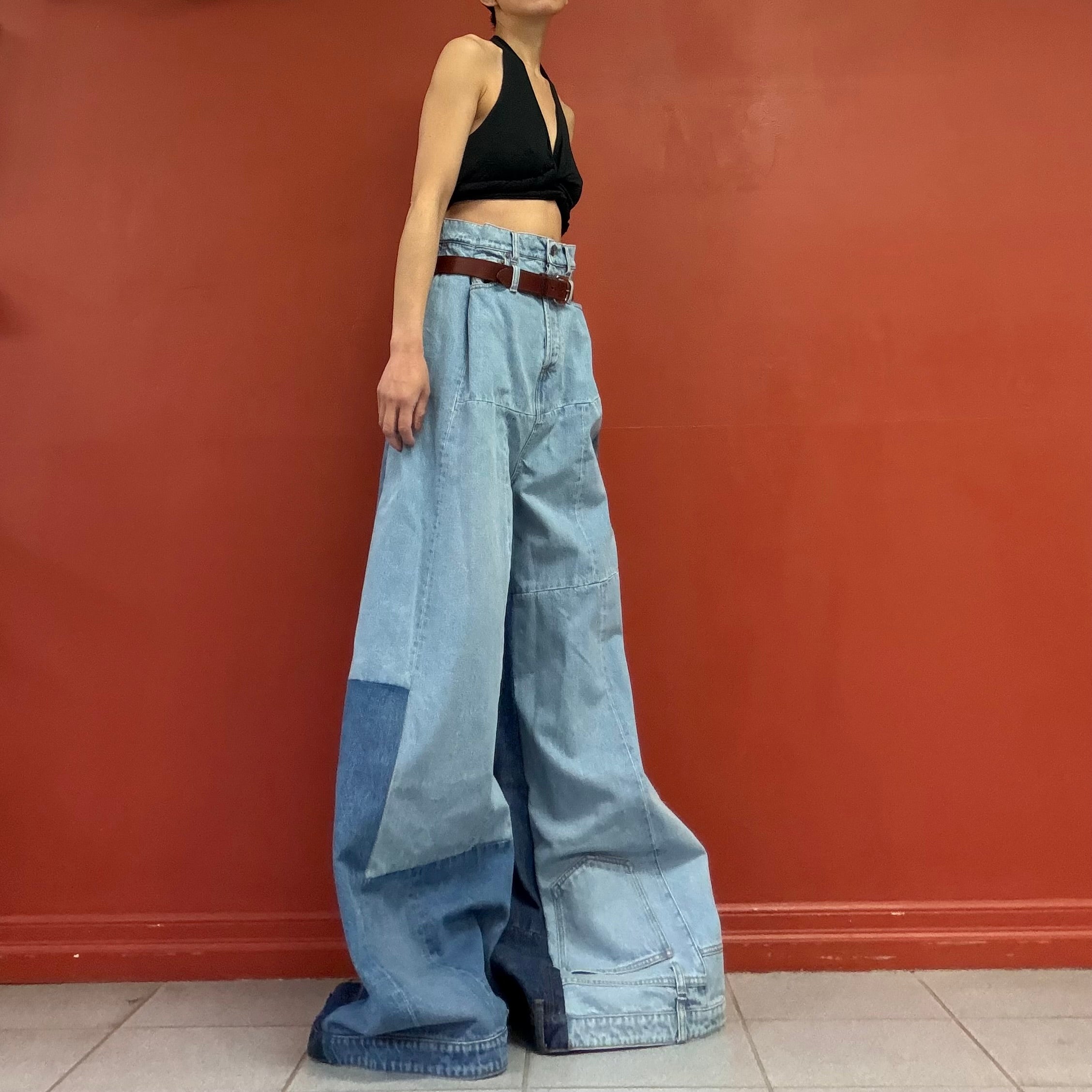 A.W.A.K.E.MODE patchwork wide legs jeans