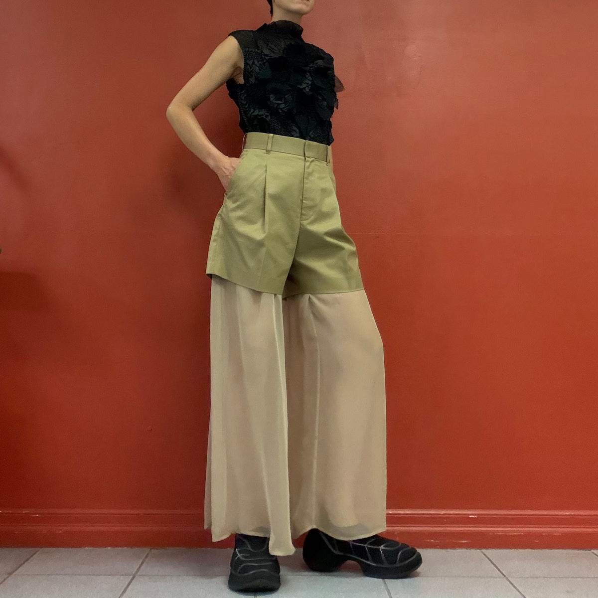 HYKE double layer wide trousers