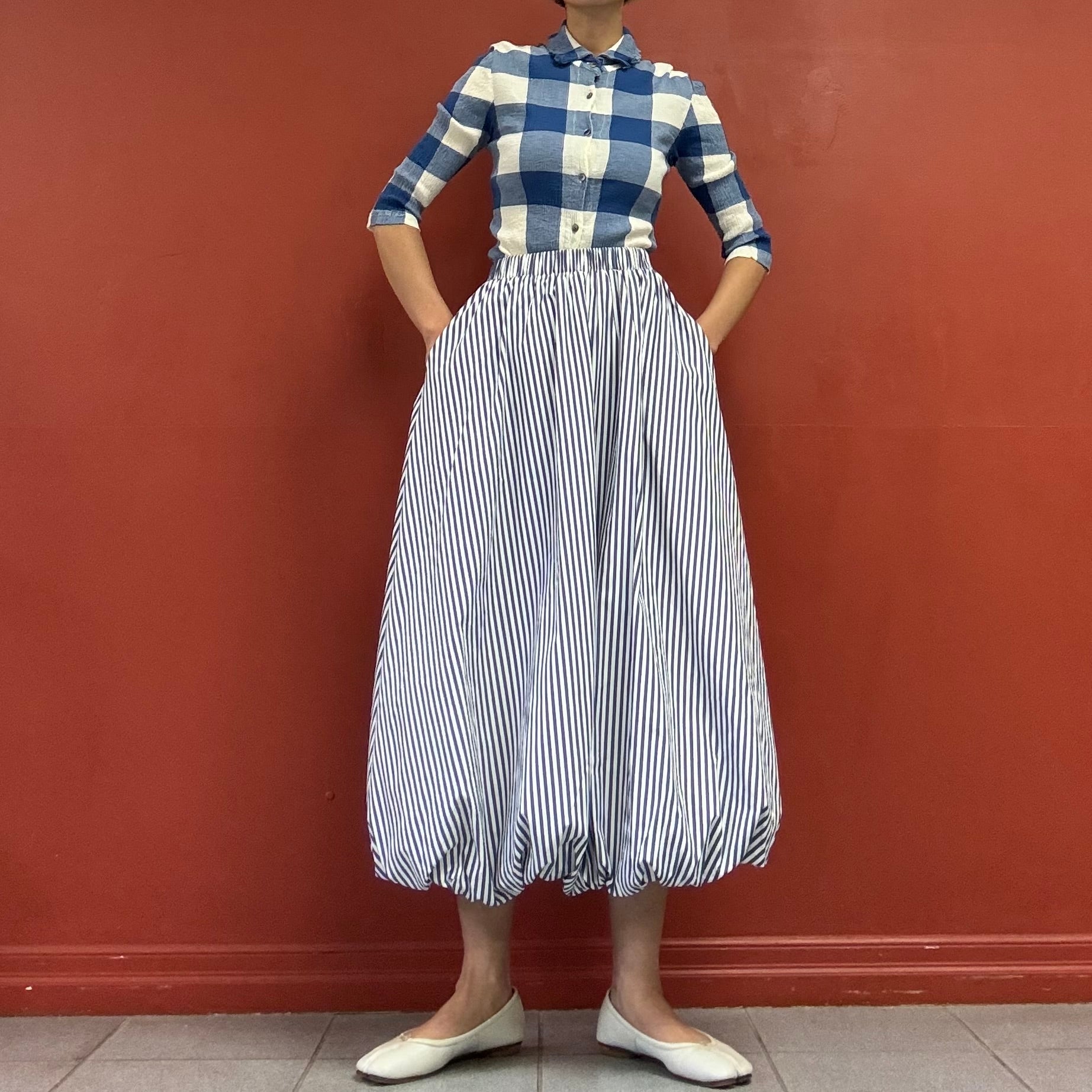Striped balloon skirt