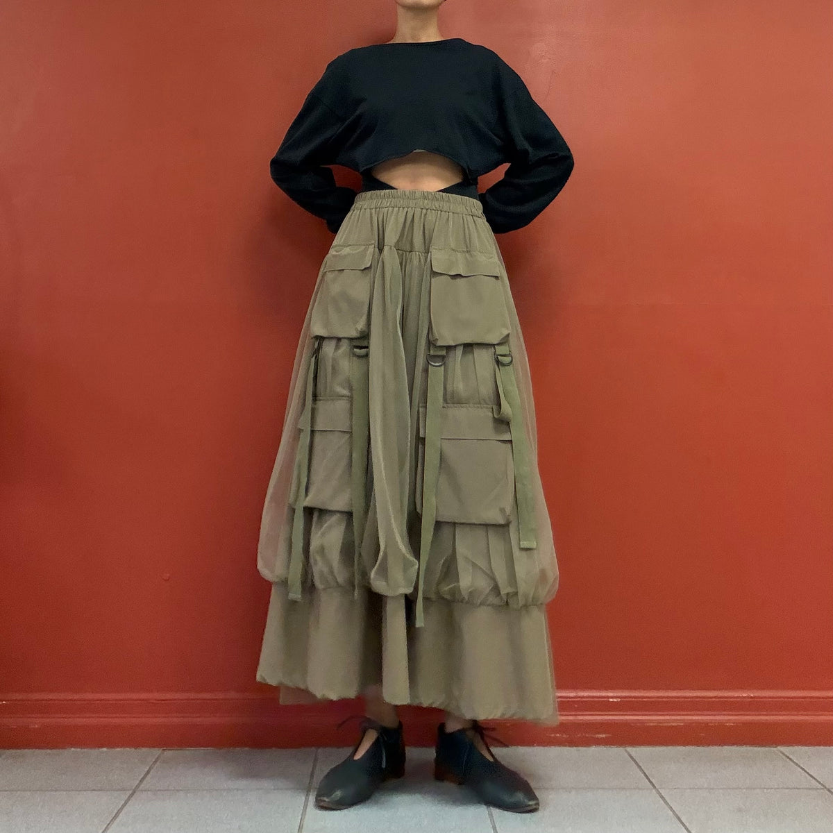 Tule docking cargo skirt with big pockets