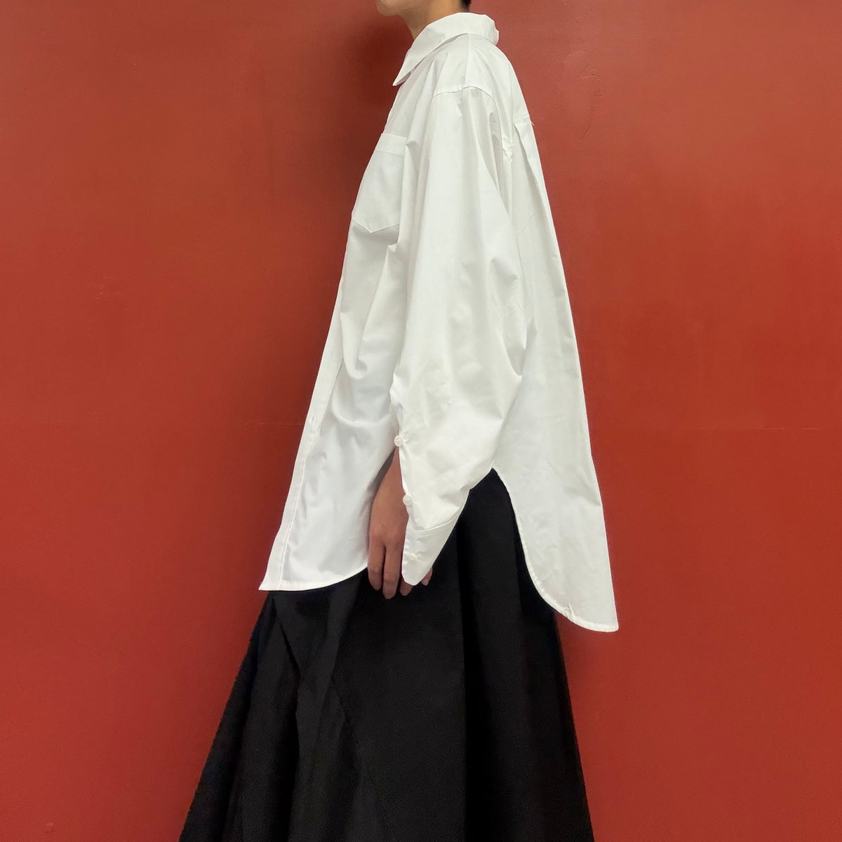 Split sleeve white shirt