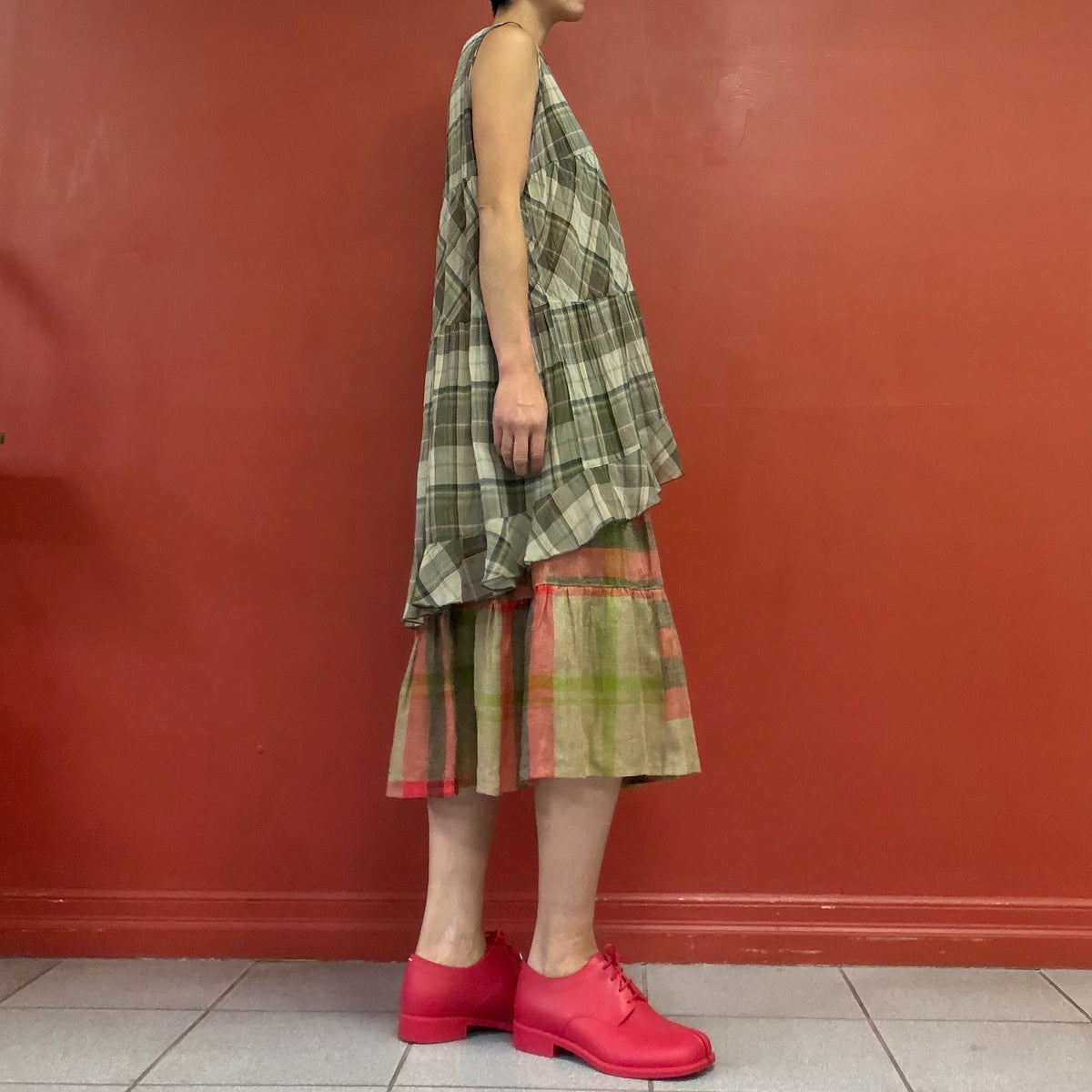 Plaid babydoll top