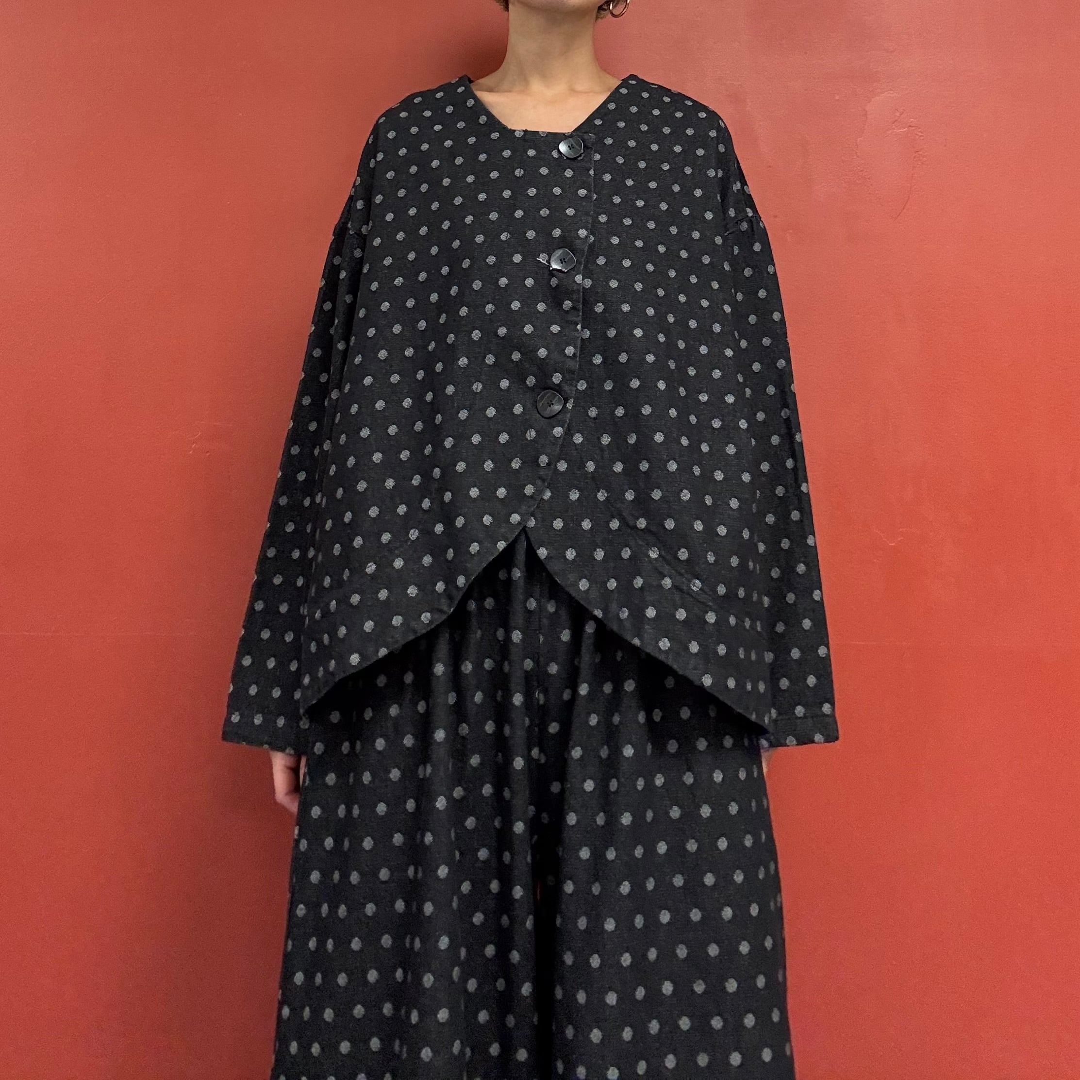 Polka-Dot Black Denim Jacket