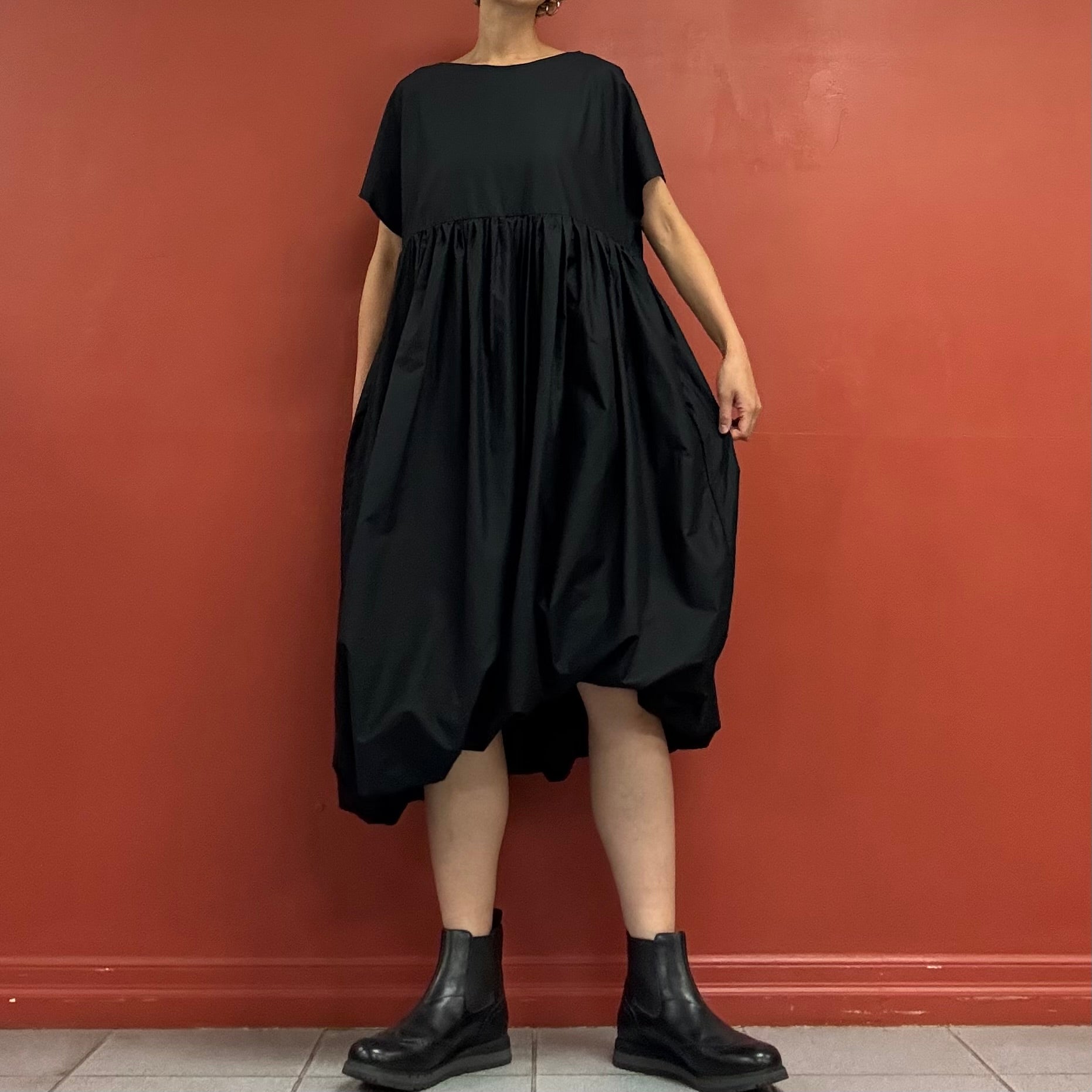 Asymmetrical bubble hem dress