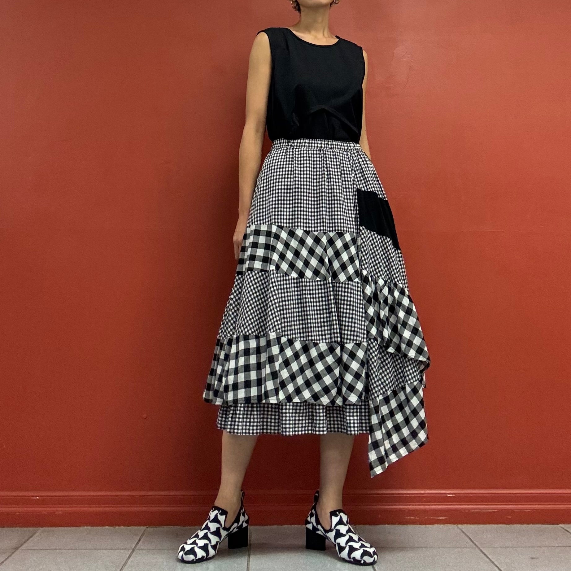 Random check skirt