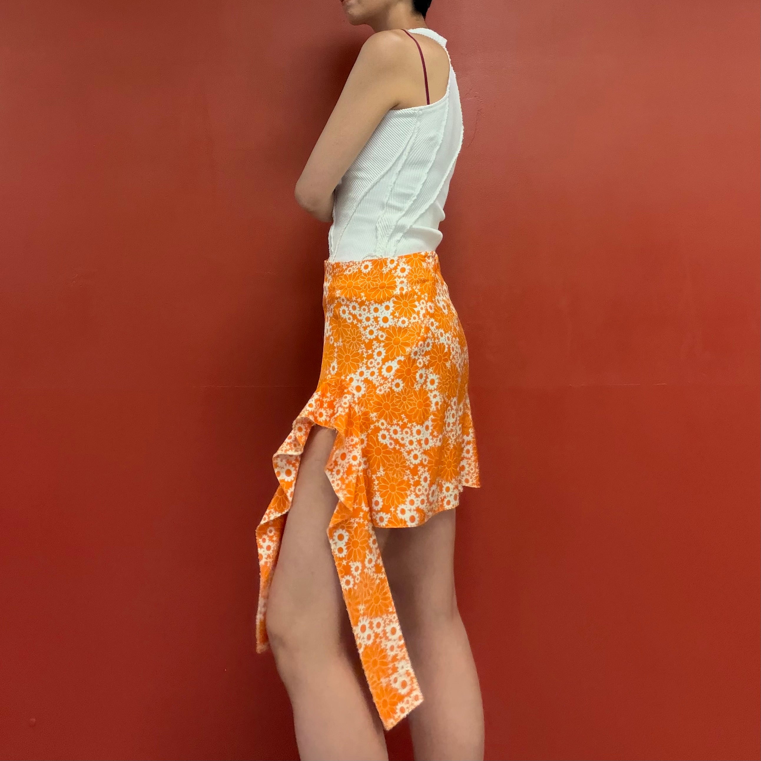 Commission orange bloom asymmetrical skirt