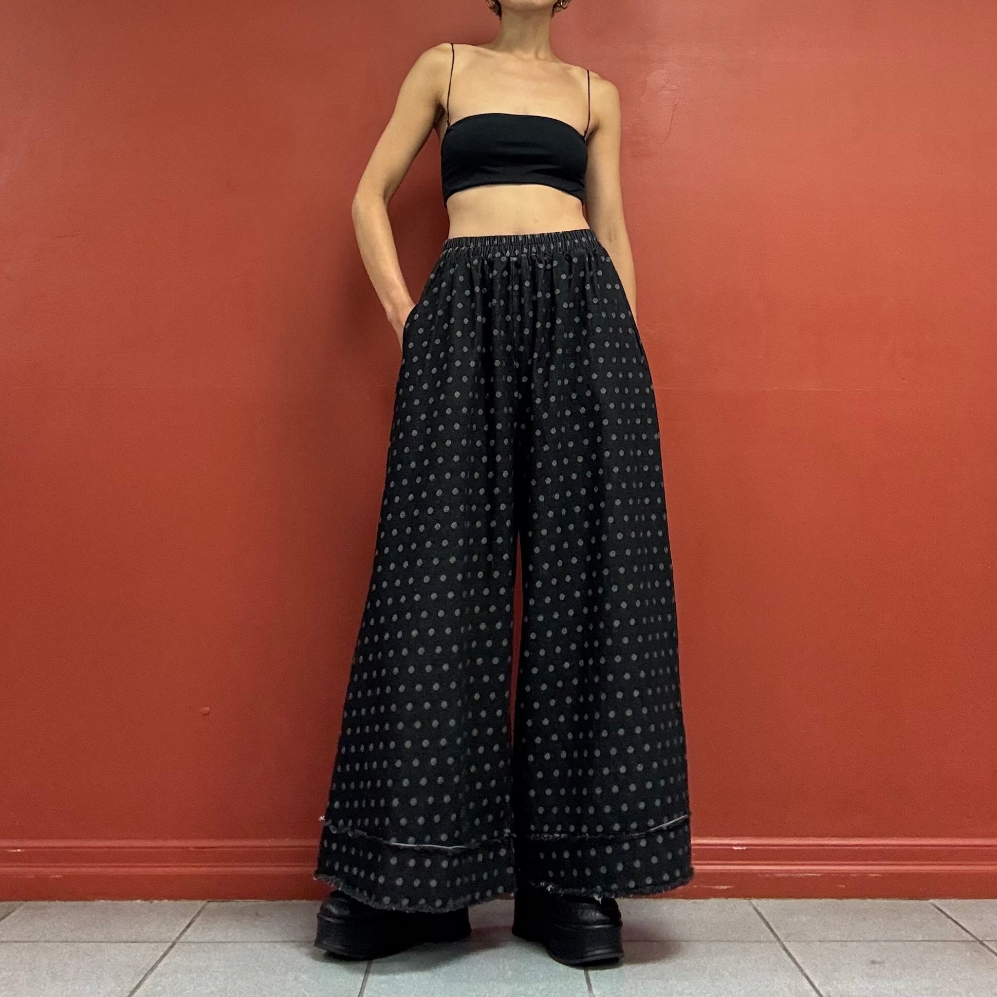 Polka-Dot Black Denim Pants