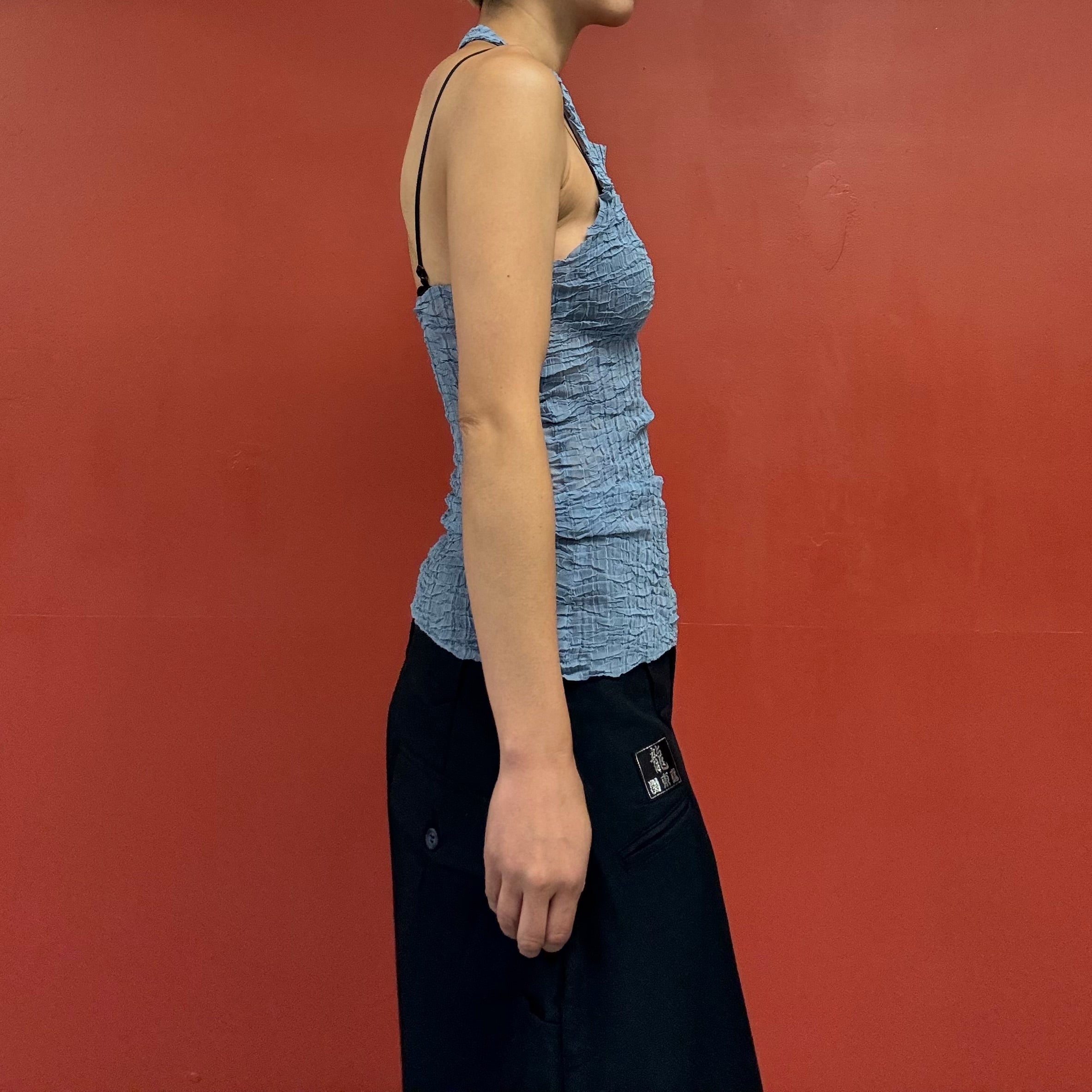 Pleats halter neck top