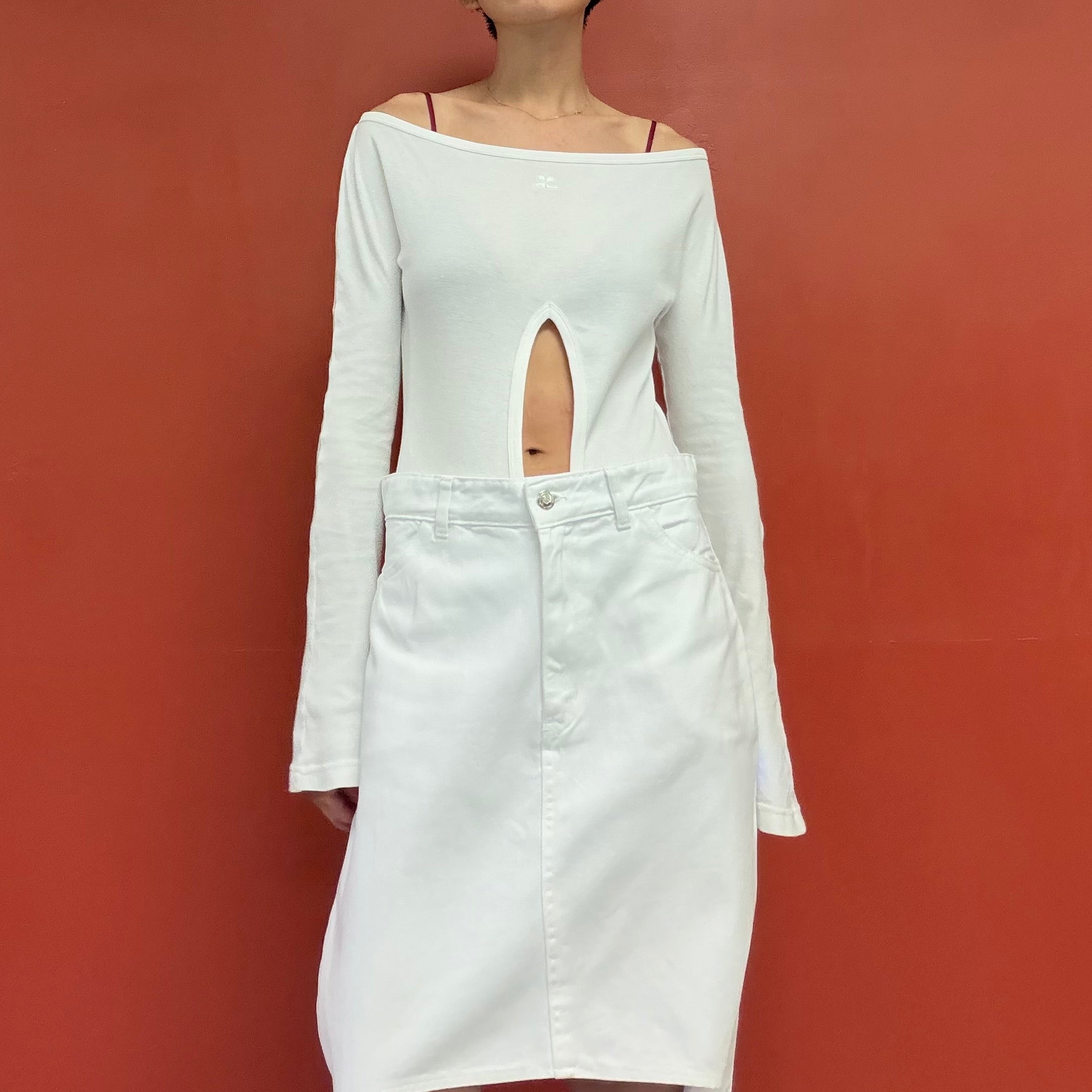 courrèges white drop bodysuit