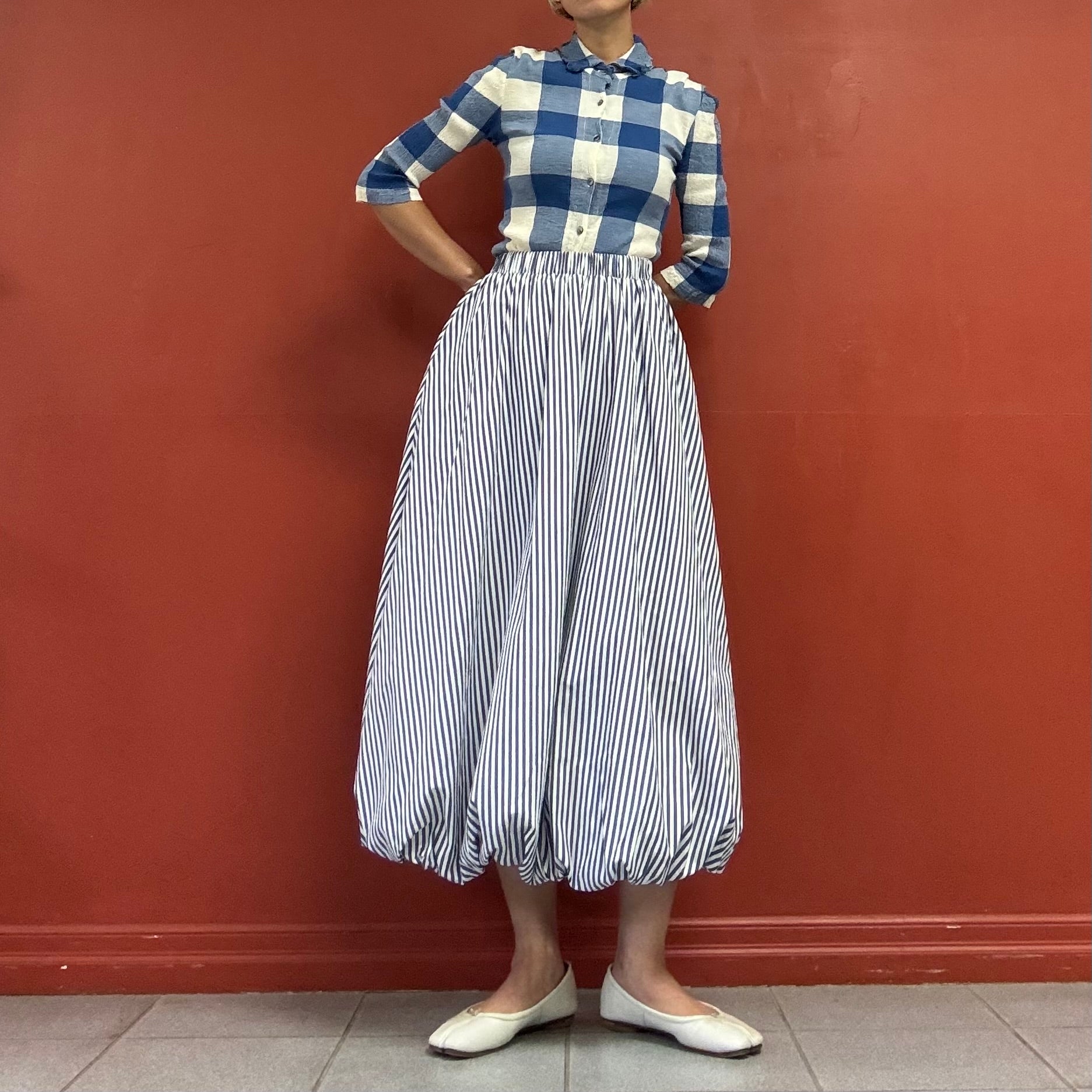 Striped balloon skirt